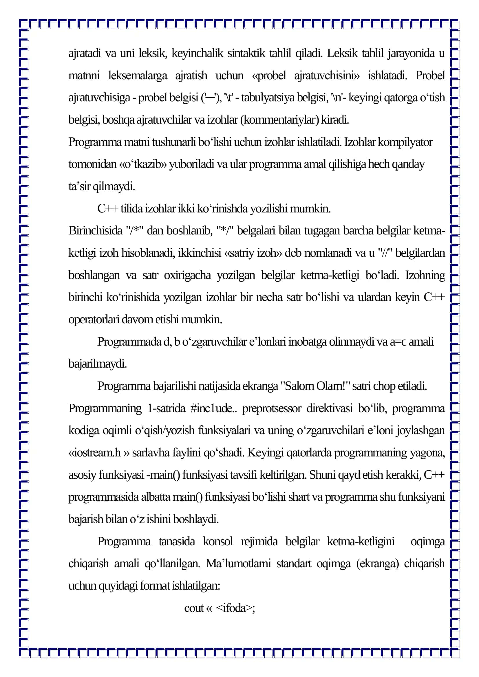 С++ tili va uning leksik asosi 3