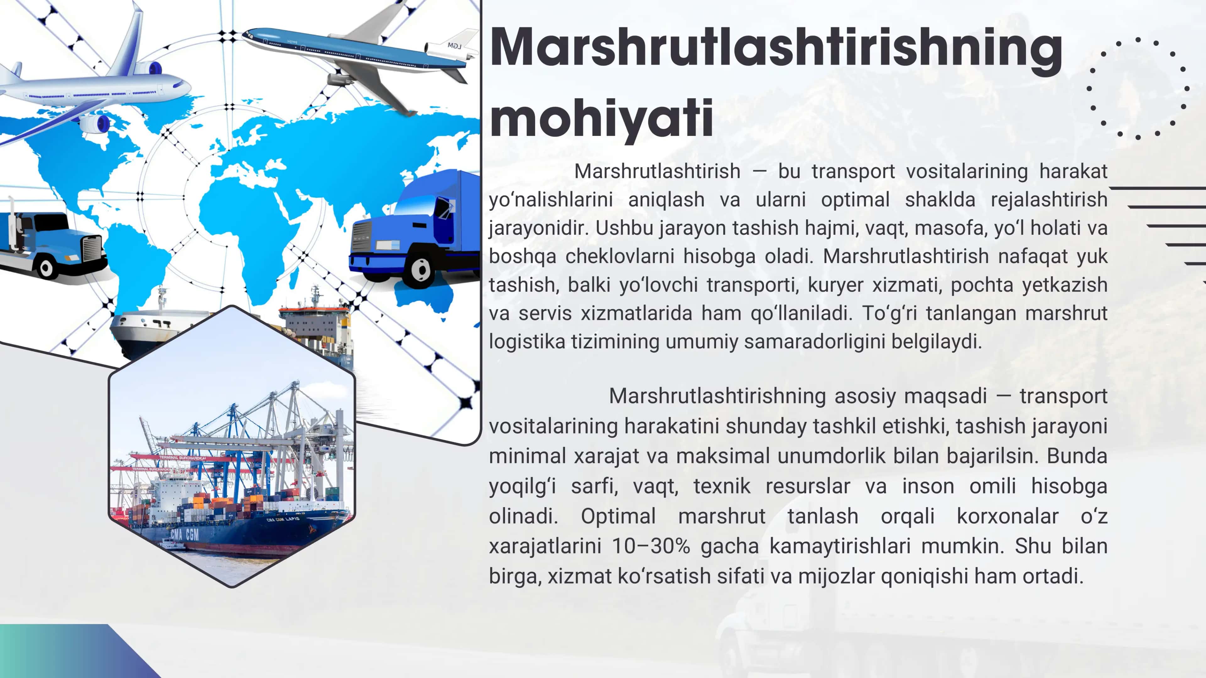 Transport logistikasida marshrutlashtirish masalalari 3