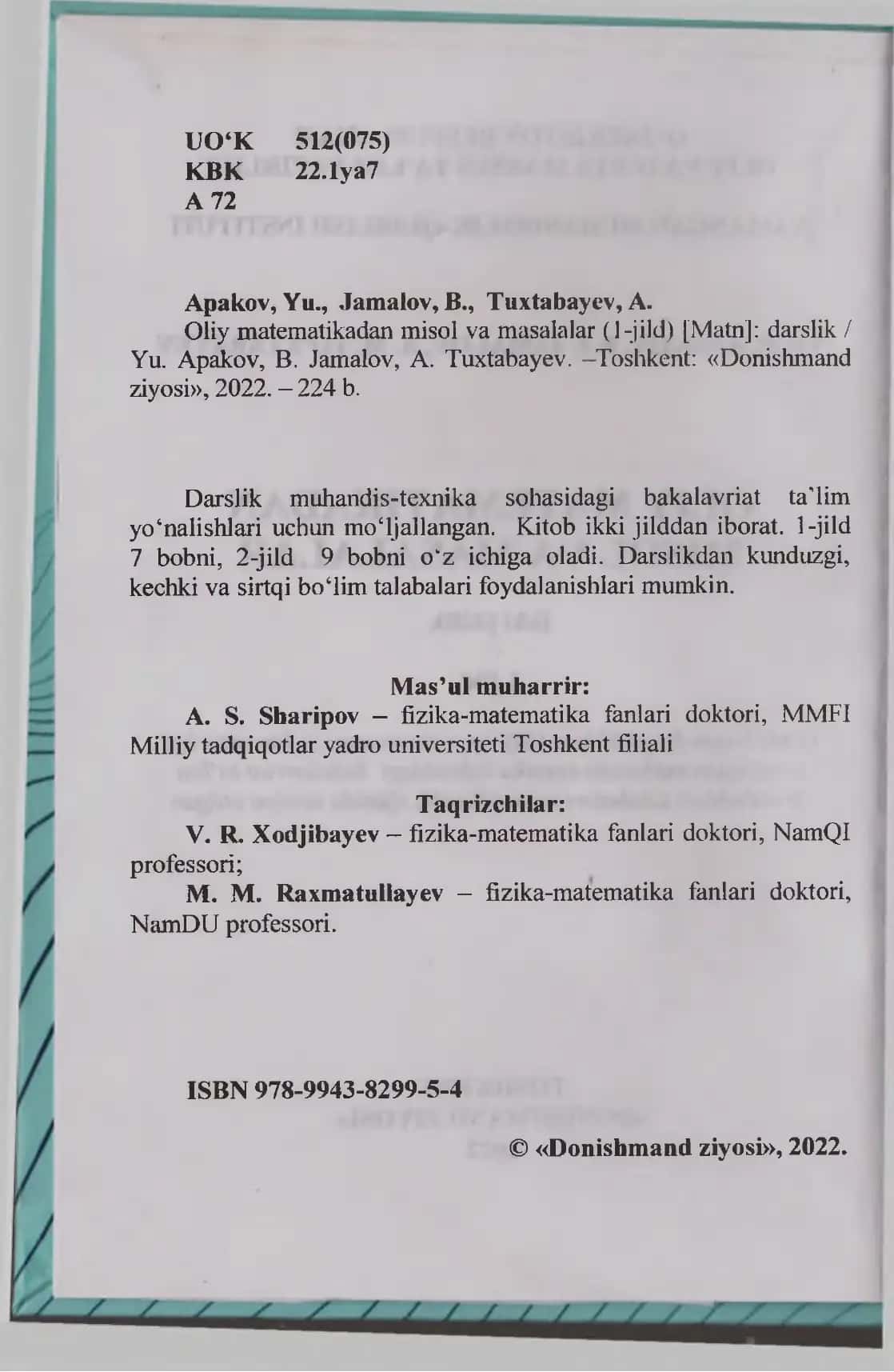 Oliy matematikadan misol va masalalar (1-jild) 3