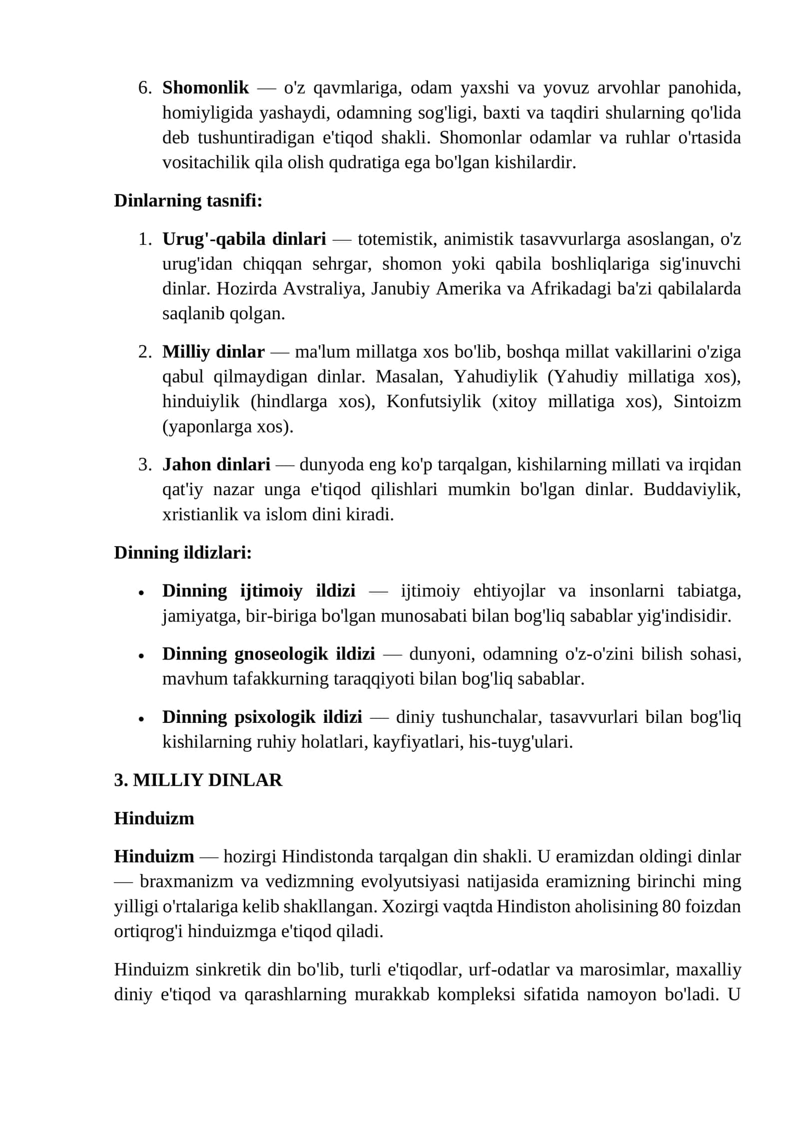 Dinshunoslik Fani va Diniy E'tiqodlar 3
