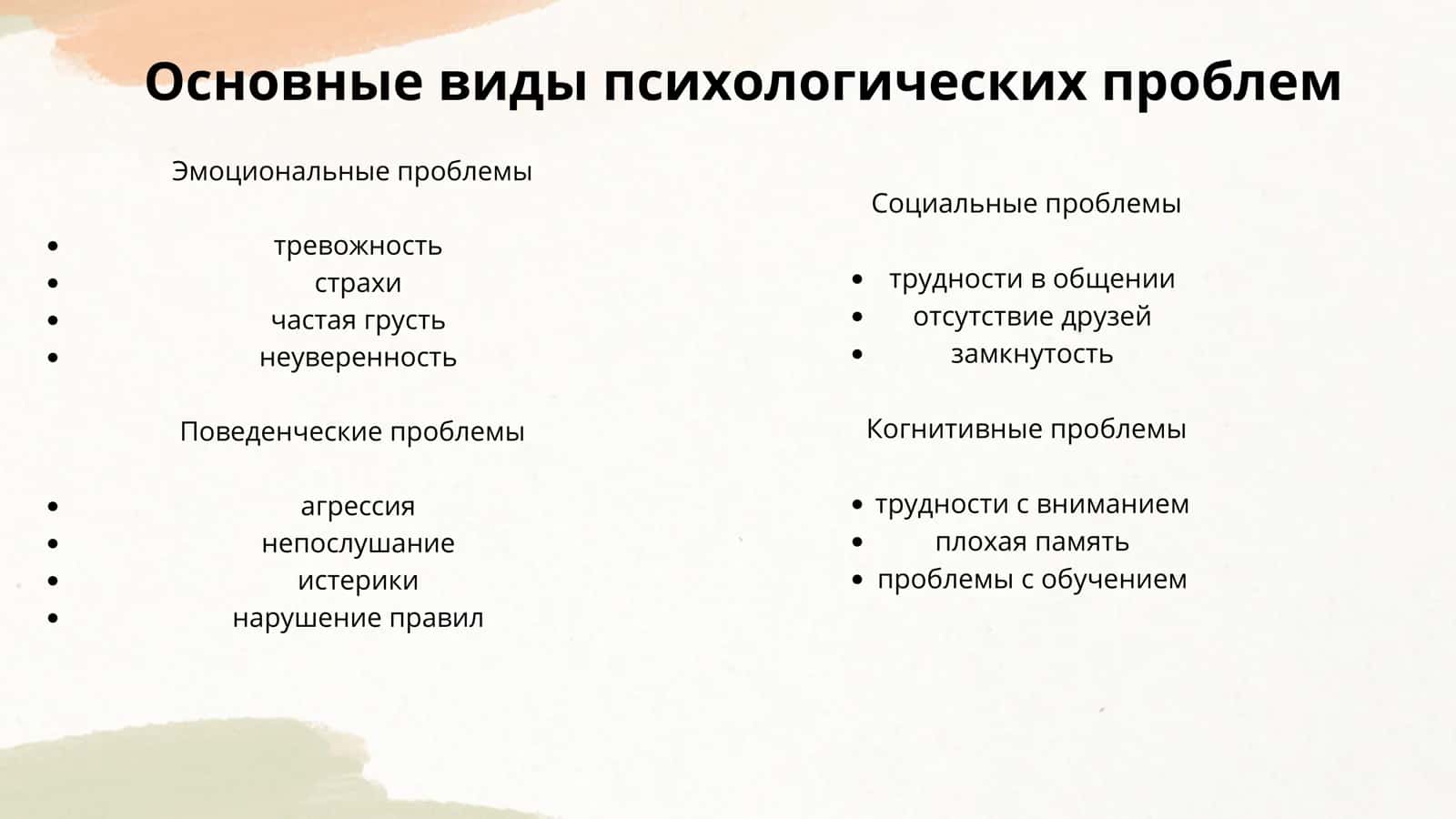 ПСИХОЛОГИЧЕСКИЕ ПРОБЛЕМЫ У ДЕТЕЙ 3