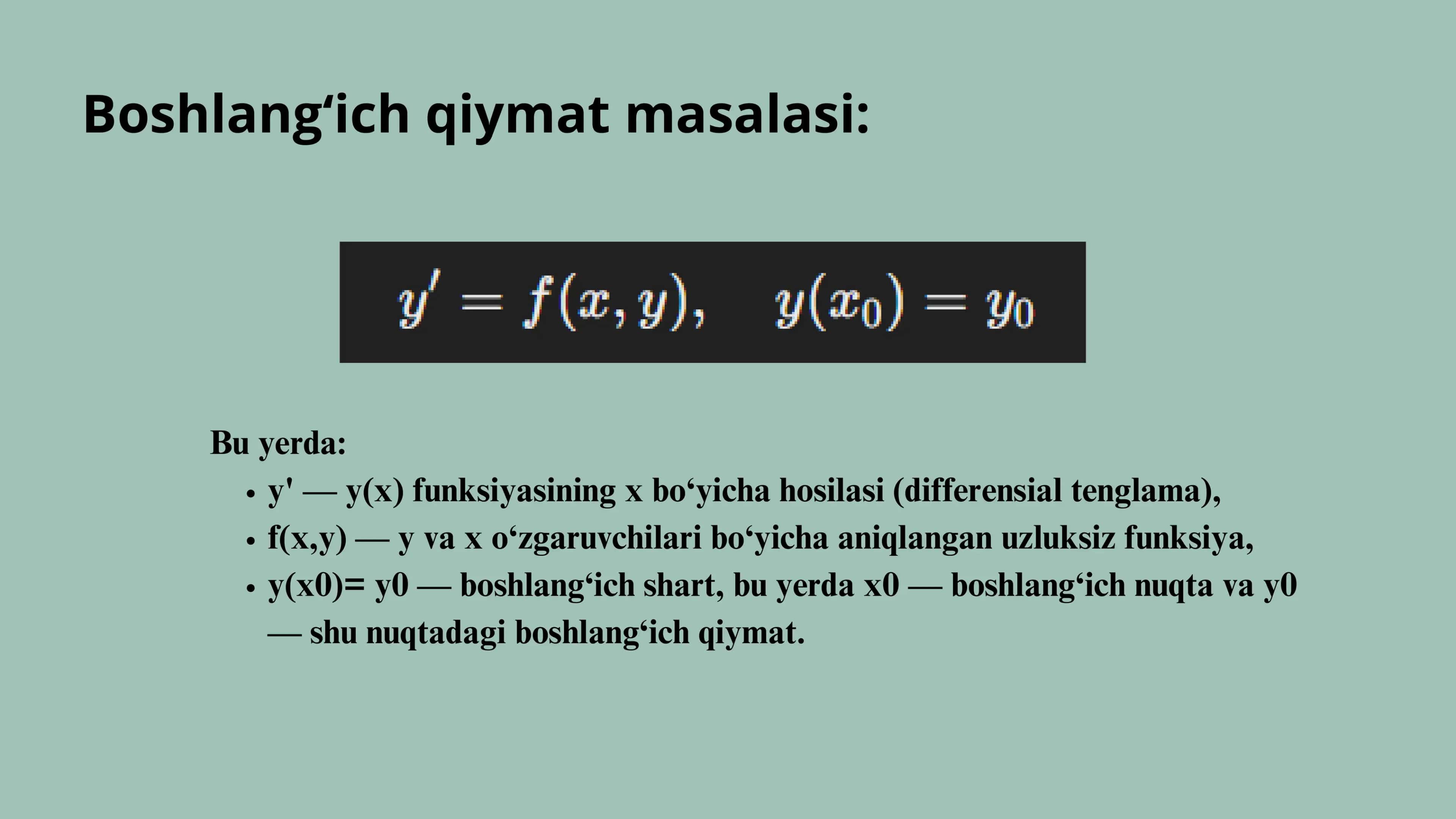 Mavjudlik va yagonalik teoremasi 3