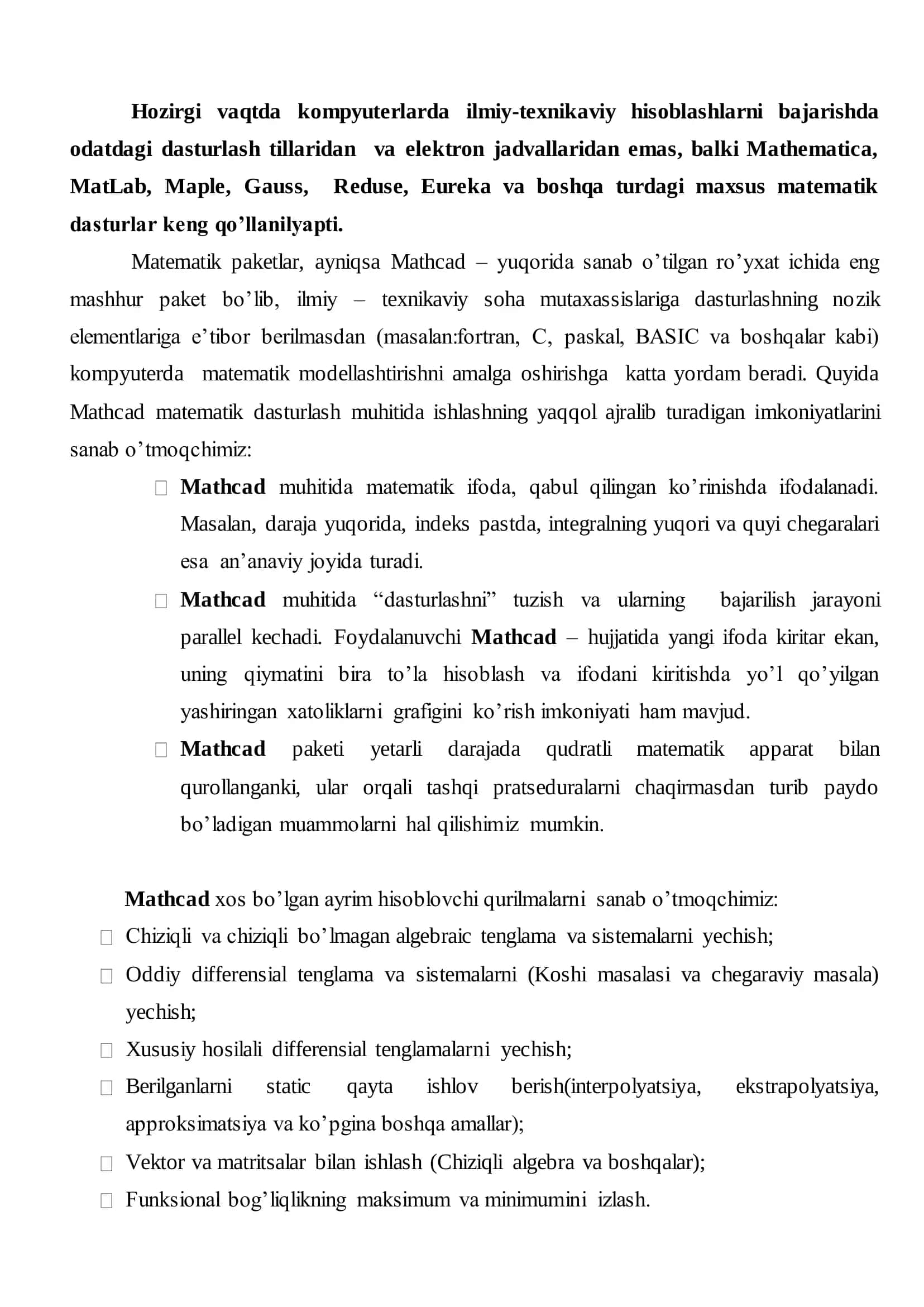 Mathcad tizimi va unda ishlash texnologiyasi 3