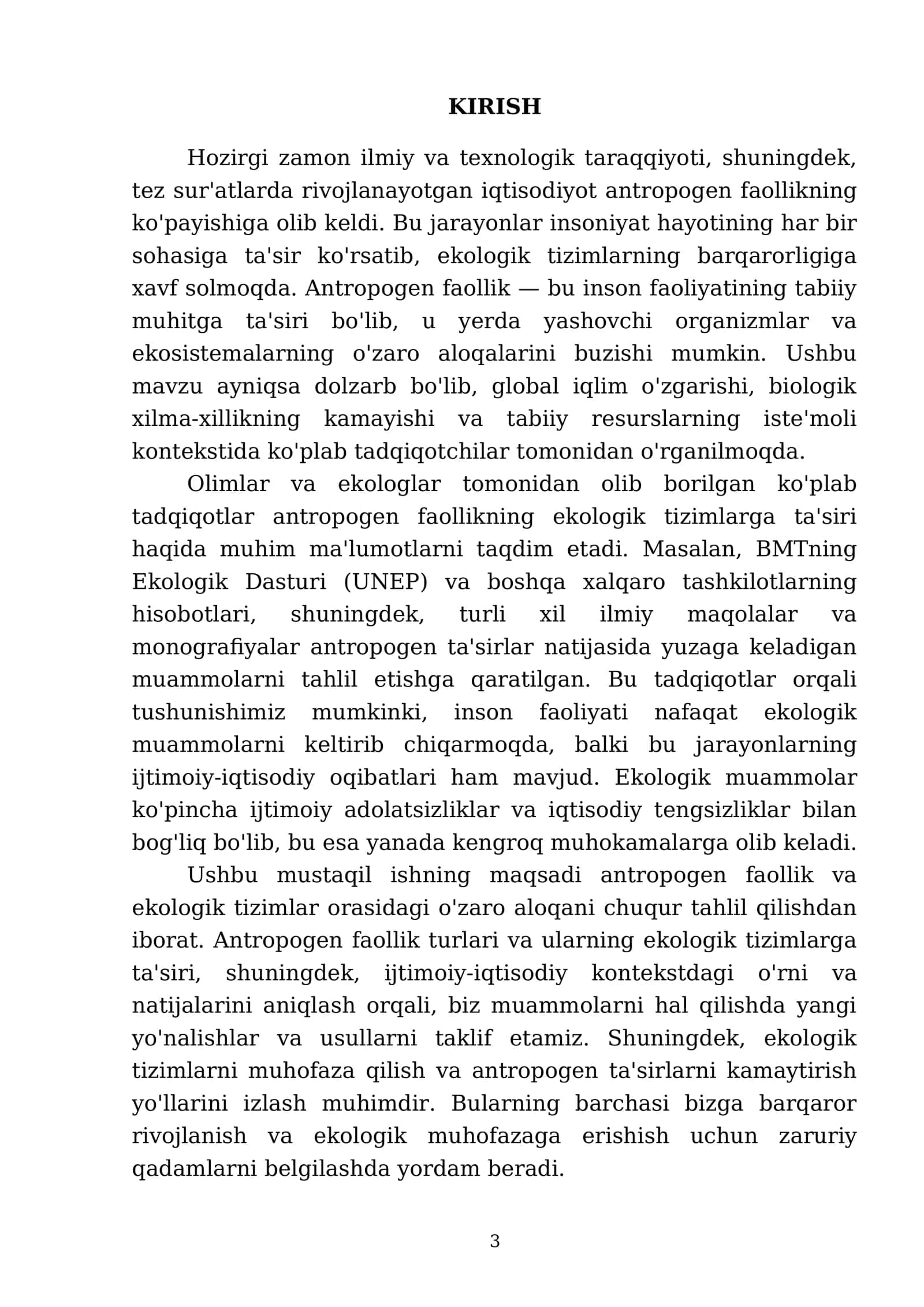 Antropogen faolliyat va ekologik tizimlar 3