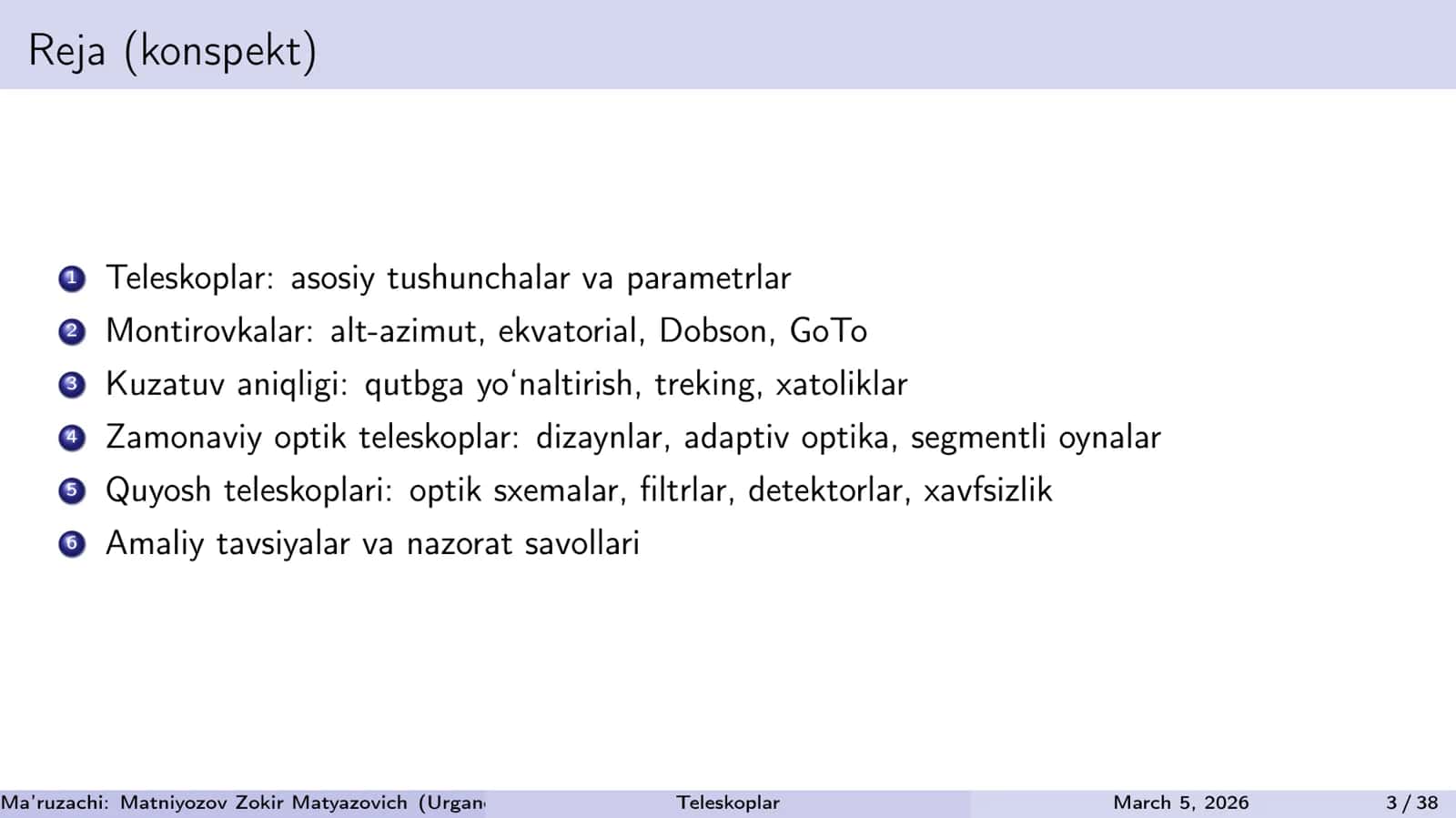 Teleskoplarning o‘rnatilishi (montirovkalar) 3