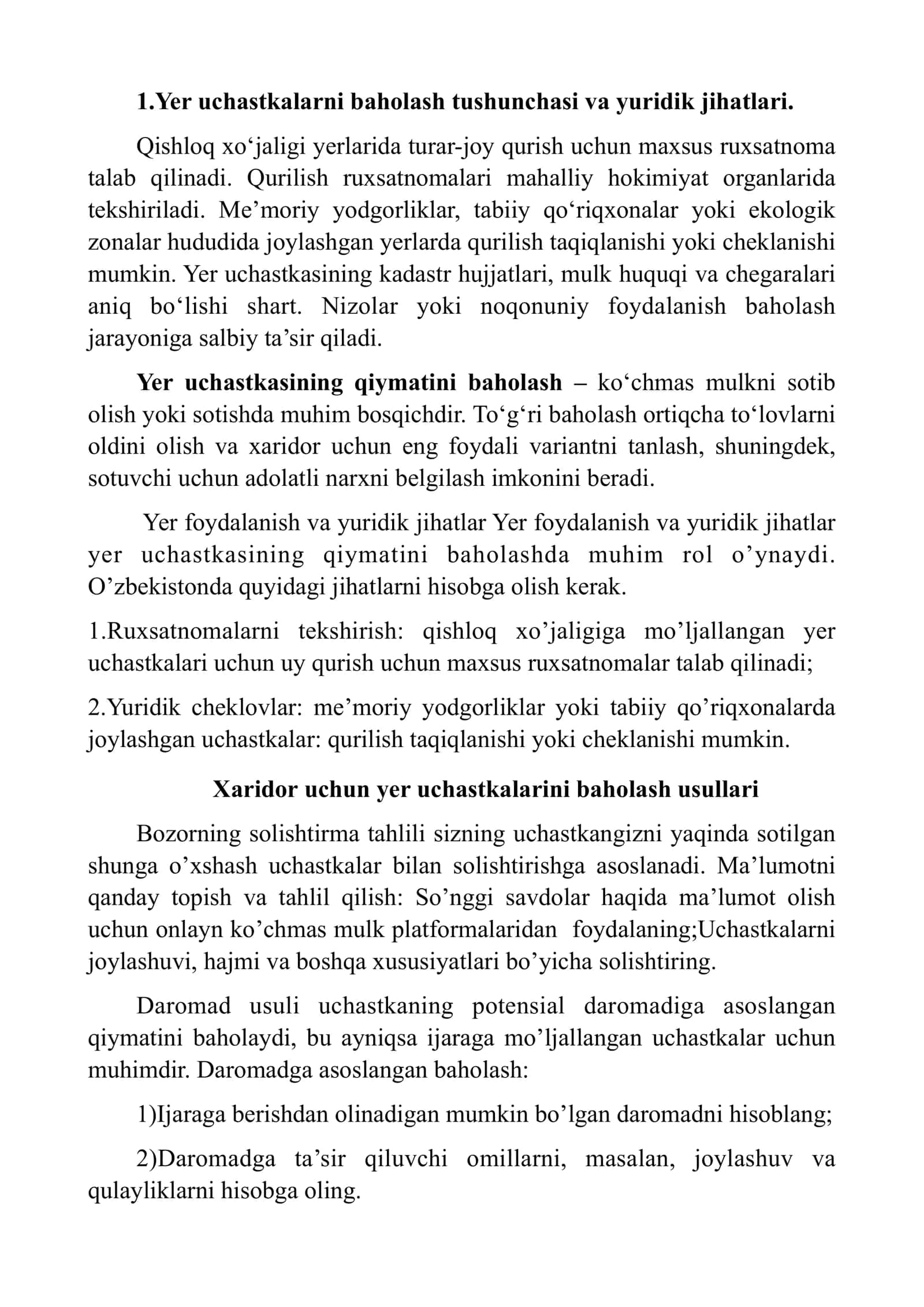 Yer uchastkalar bahosini aniqlash tartibi 3