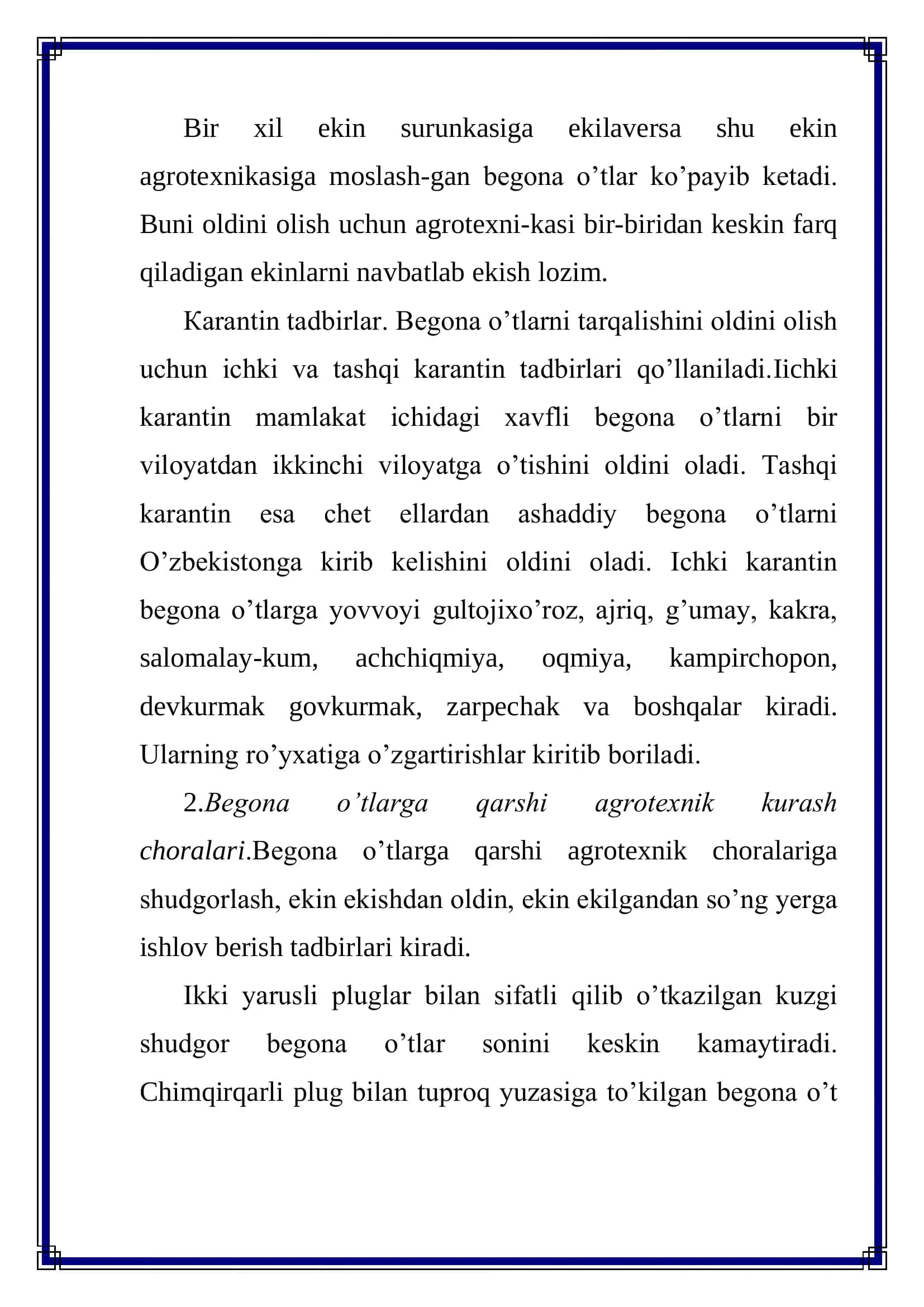 Begona o’tlar tarqalishini oldini olish 3