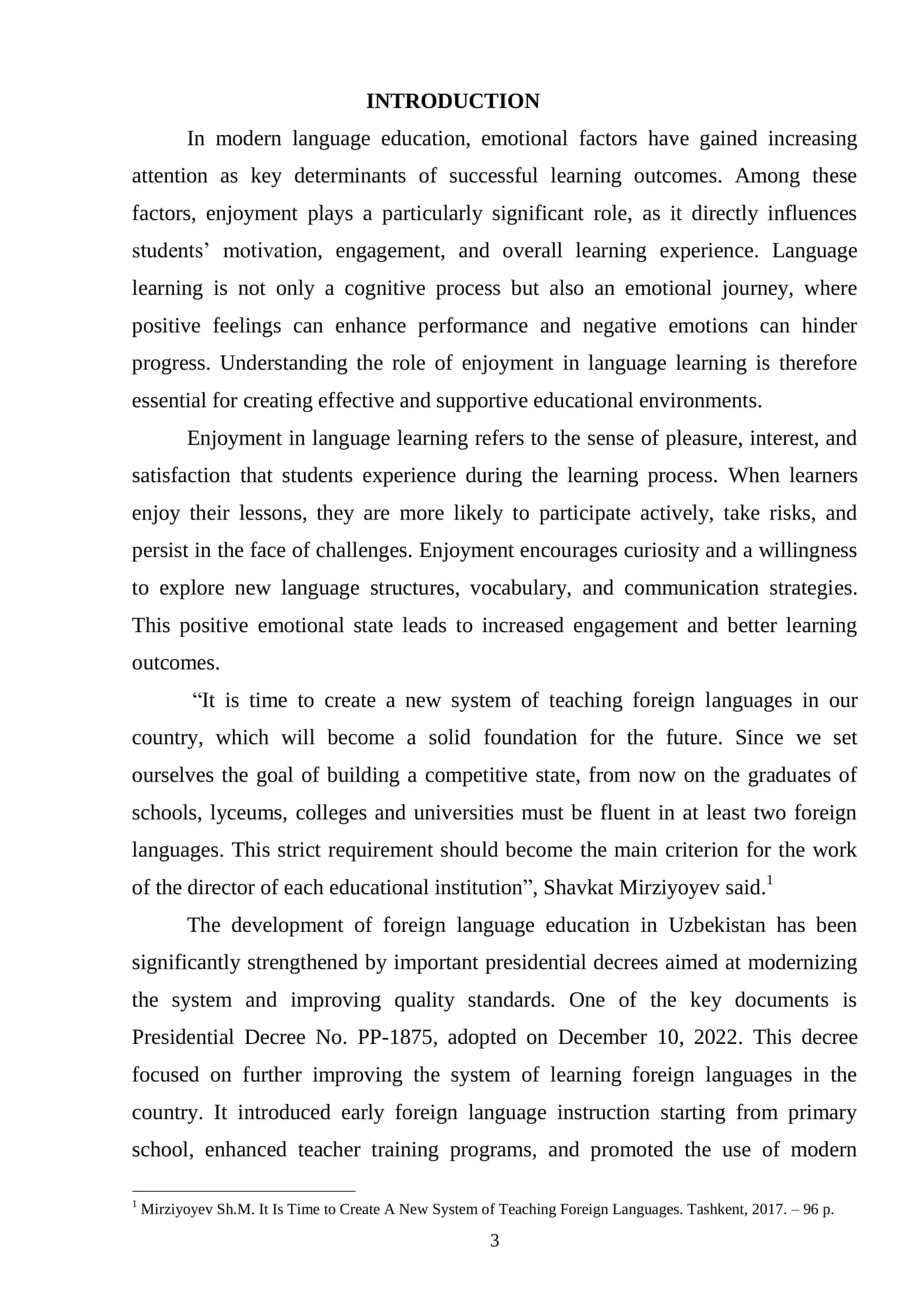 Course Paper: The Role of Enjoyment in Language Learning 3
