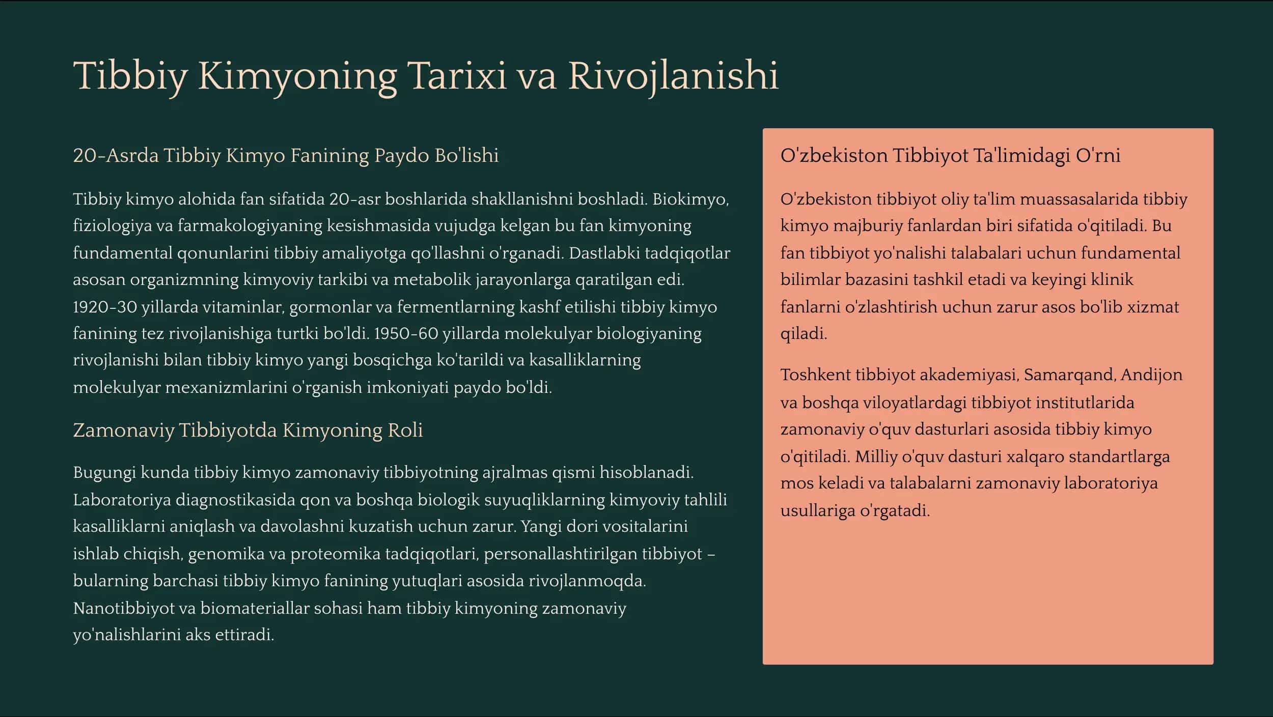 Tibbiy Kimyoga Kirish: Asosiy 3