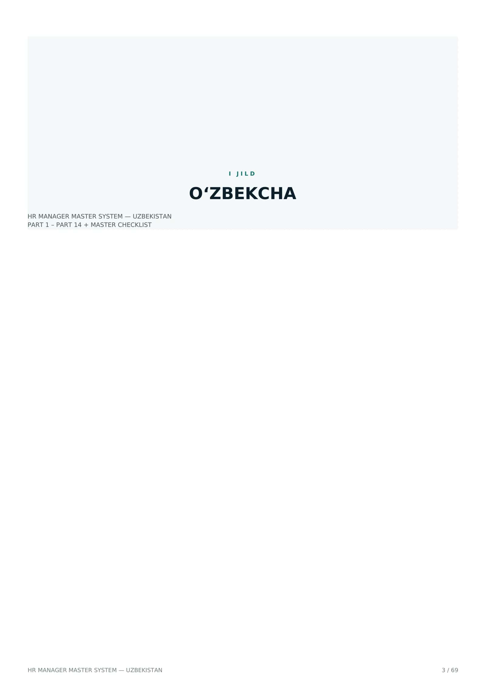 HR Manager Master System — O'zbekiston | Kadrlar tizimini noldan qurish (UZ/RU/EN 3
