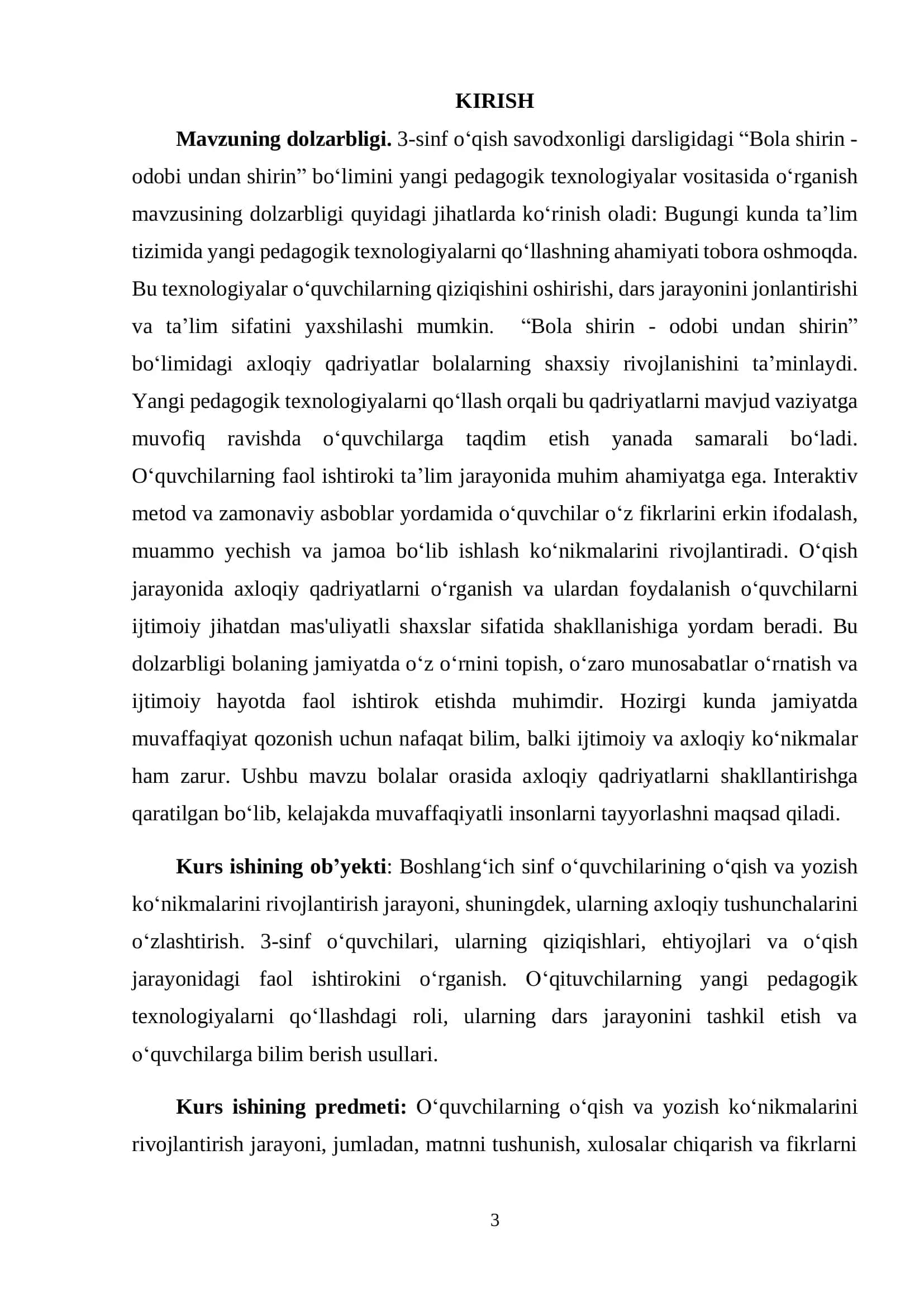 “Bola shirin - odobi undan shirin” 3