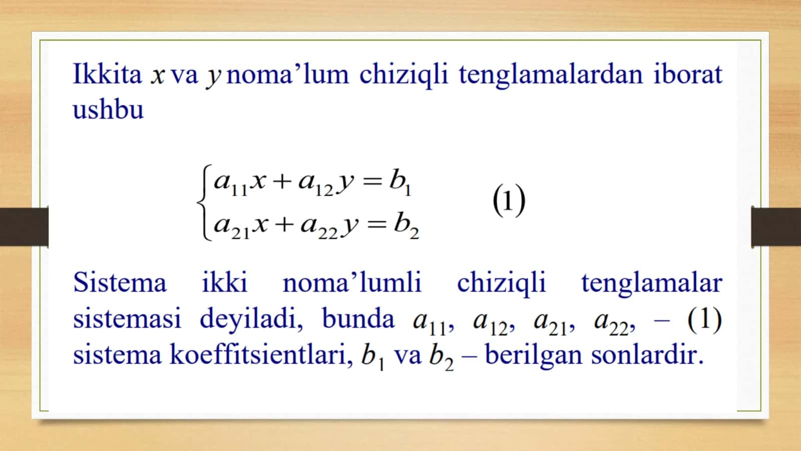 Chiziqli tenglamalar sistemasi va uning ishlash usullari 3