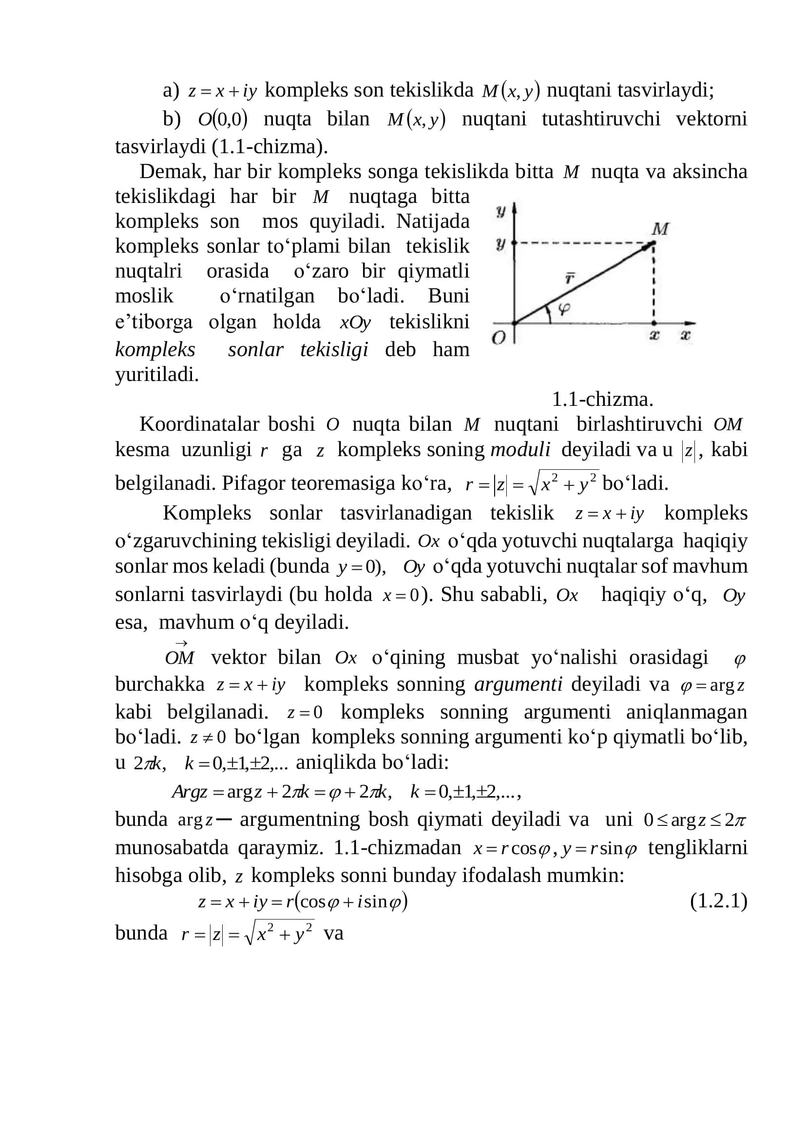KOMPLEKS SONNING ALGEBRAIK, TRIGONOMETRIK VA KO‘RSATKICHLI SHAKLI. KOMPLEKS SONLAR USTIDA AMALLAR 3