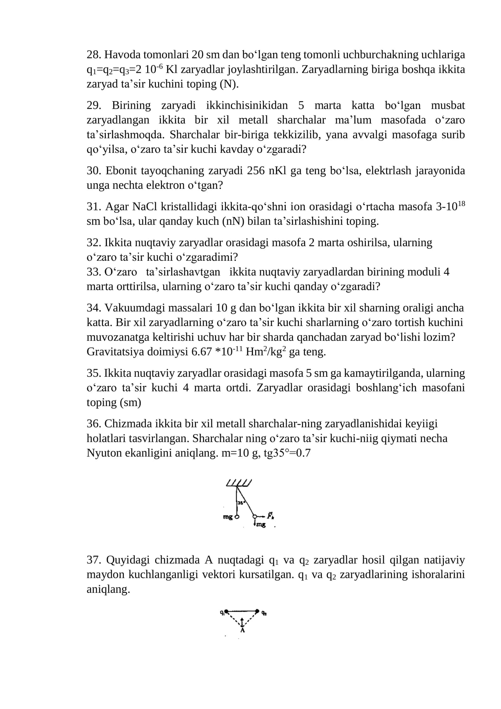Kulon qonuni. Elektr maydon kuchlanganligi 3