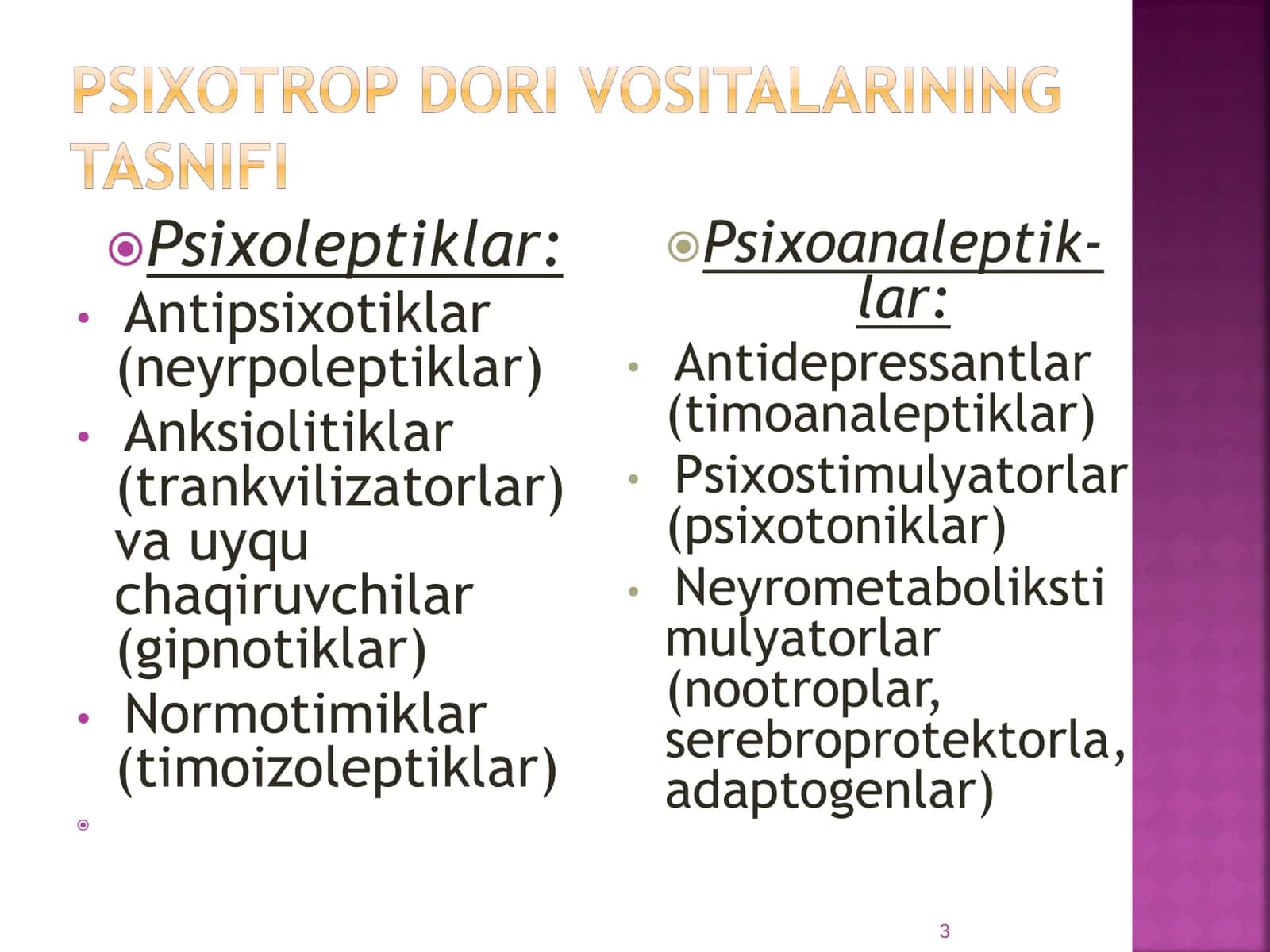 Psixotrop dori vositalarining klinik farmakologiyasi 3