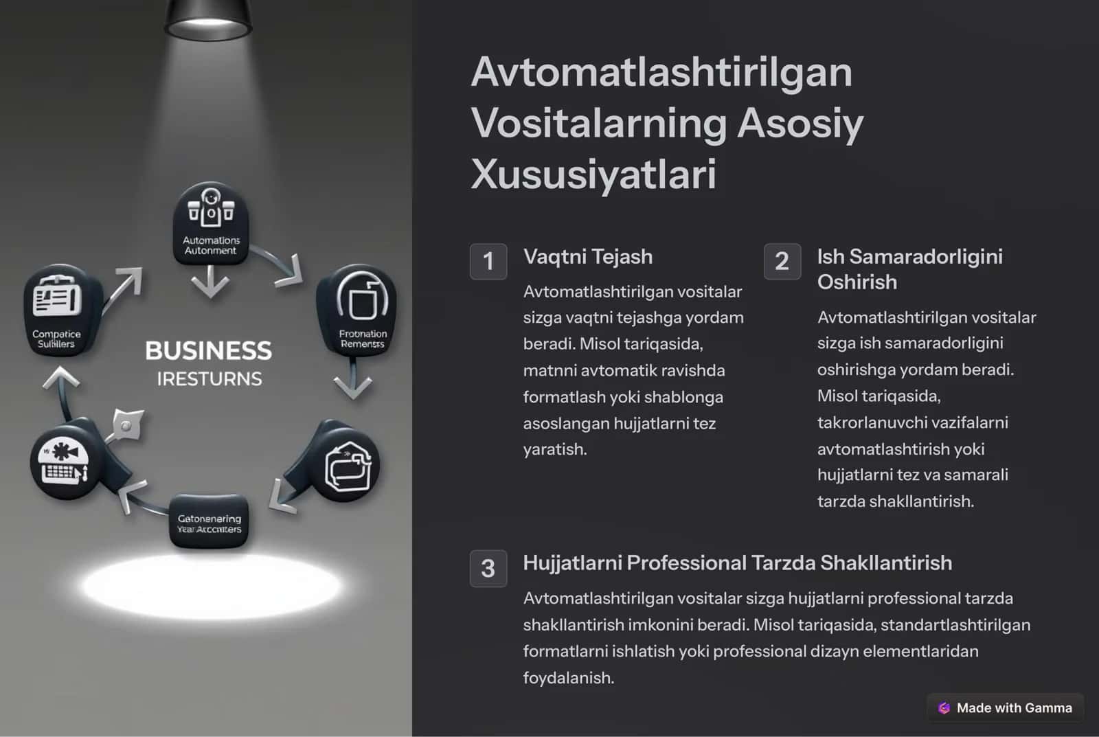 Avtomatlashtirilgan Vositalar va Shablonlar 3