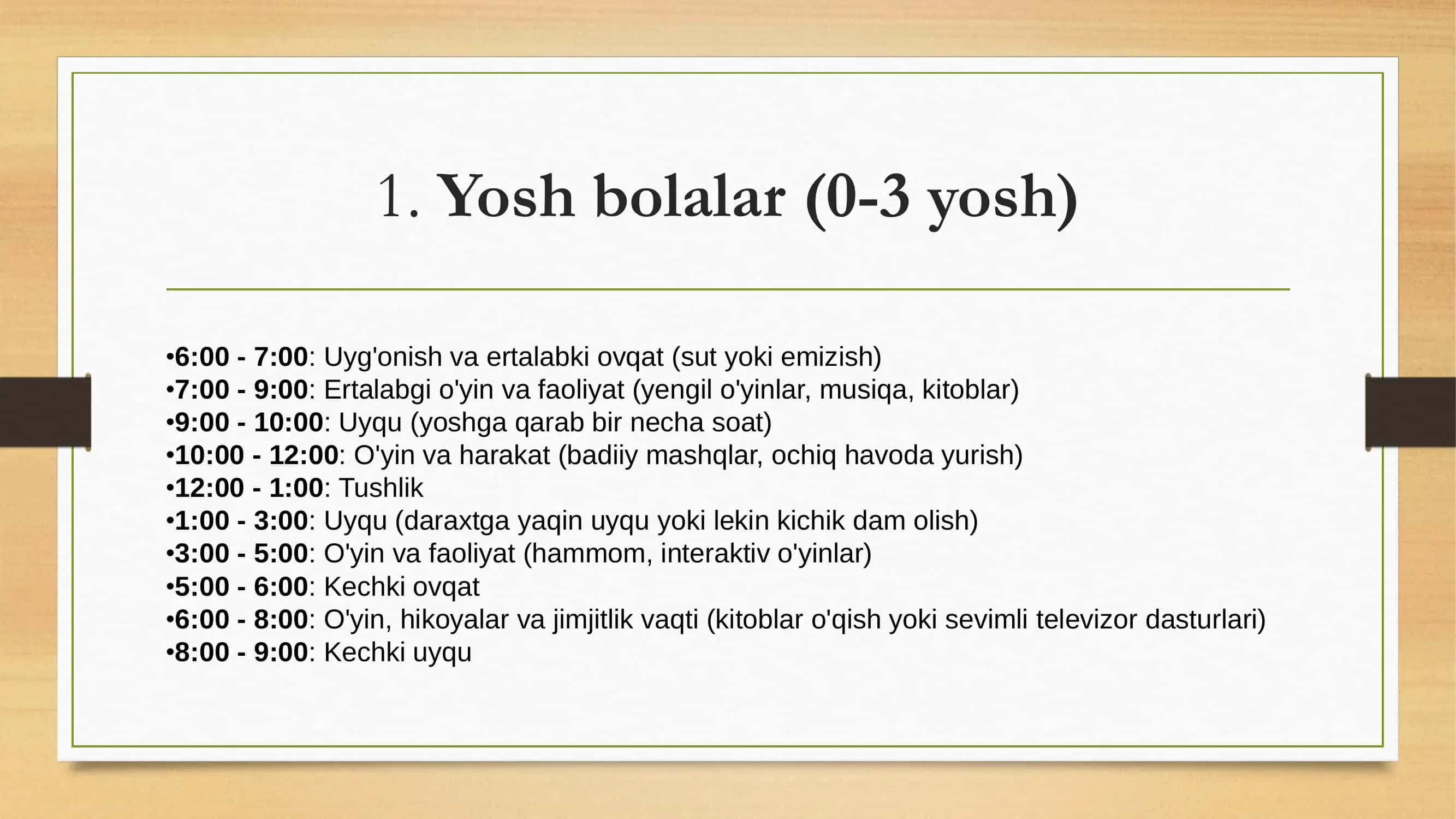 Kun tartibi bolalar uchun 3