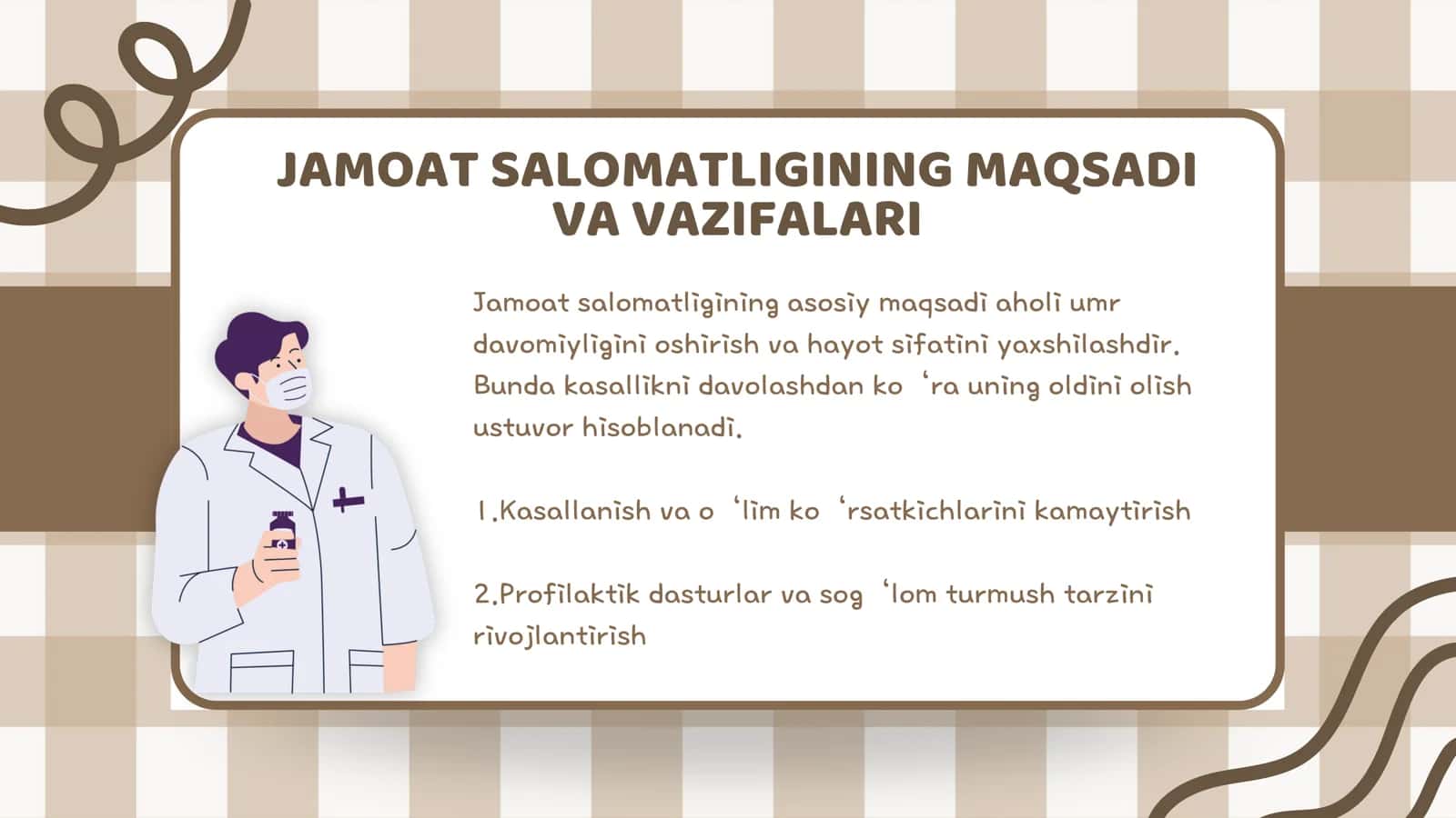 Jamoat salomatligi, asosiy 3