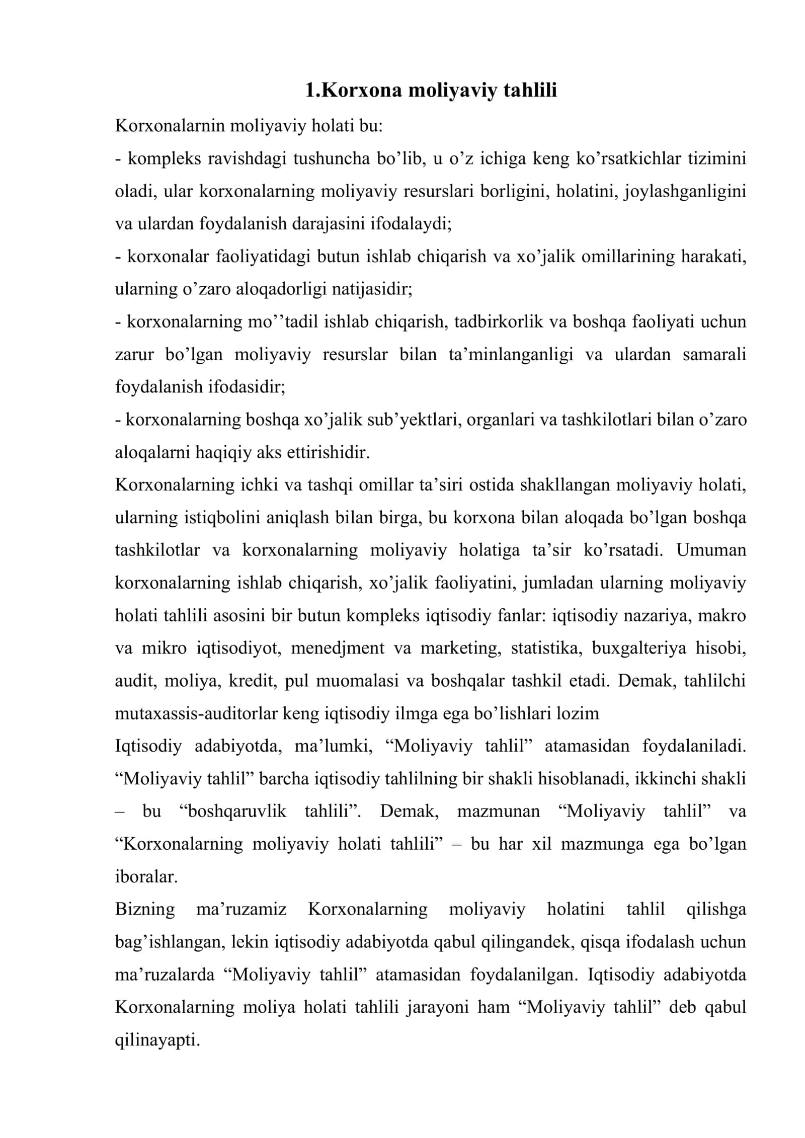 Korxona moliyaviy holatining tahlili 3