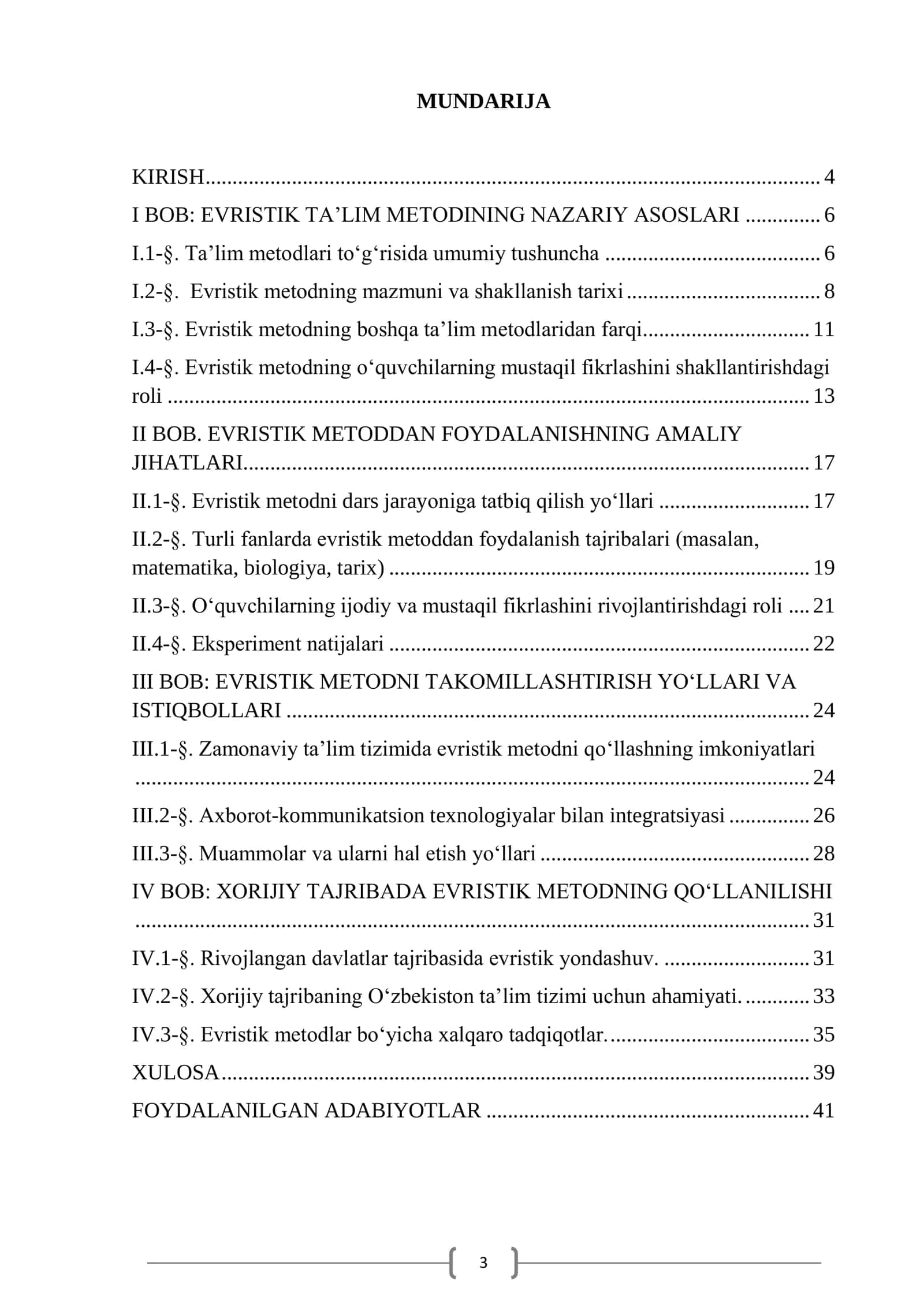 MATEMATIKA O‘QITISH METODIKASI FANIDAN KURS ISHI 3