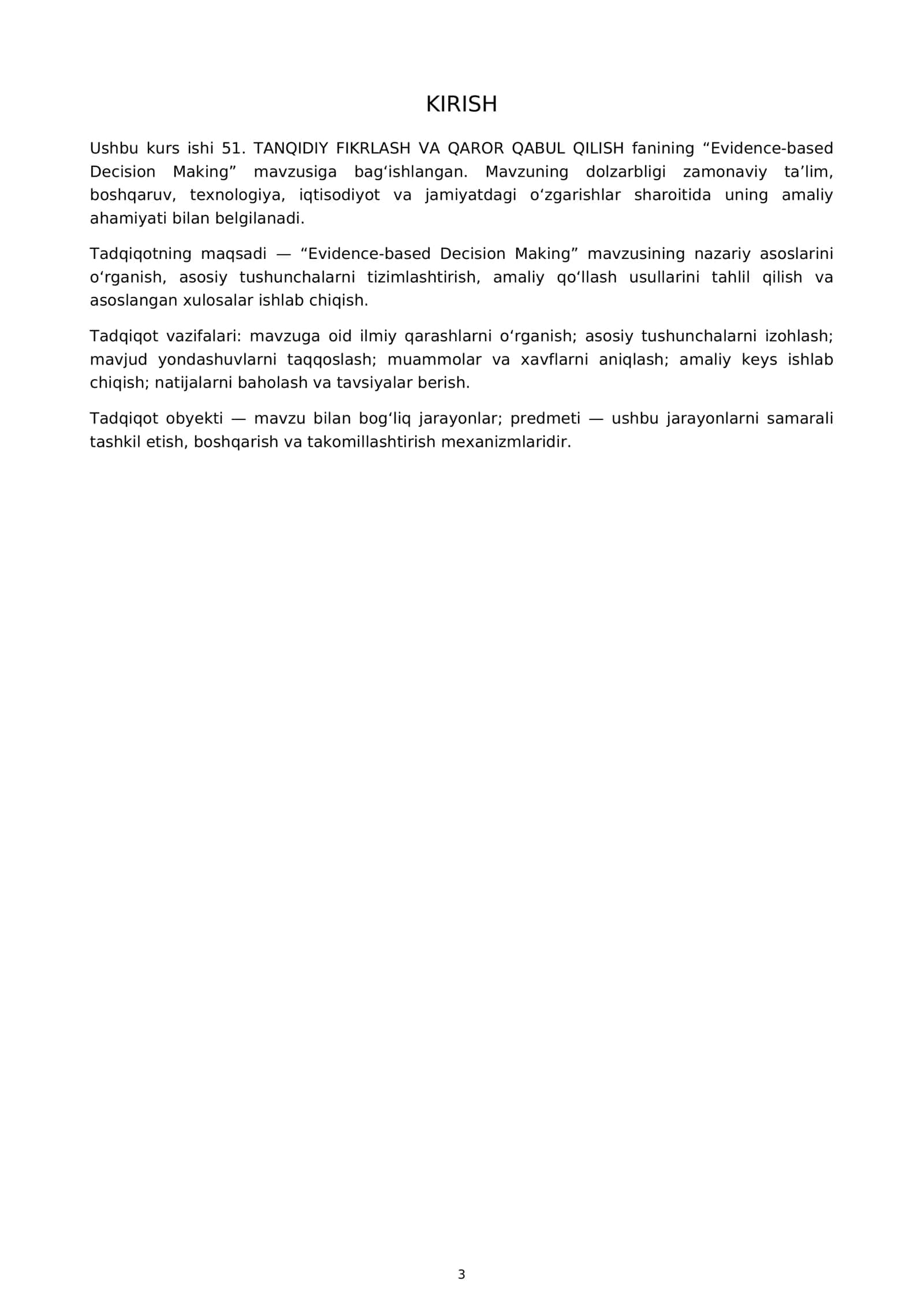 Evidence-based Decision Making 3
