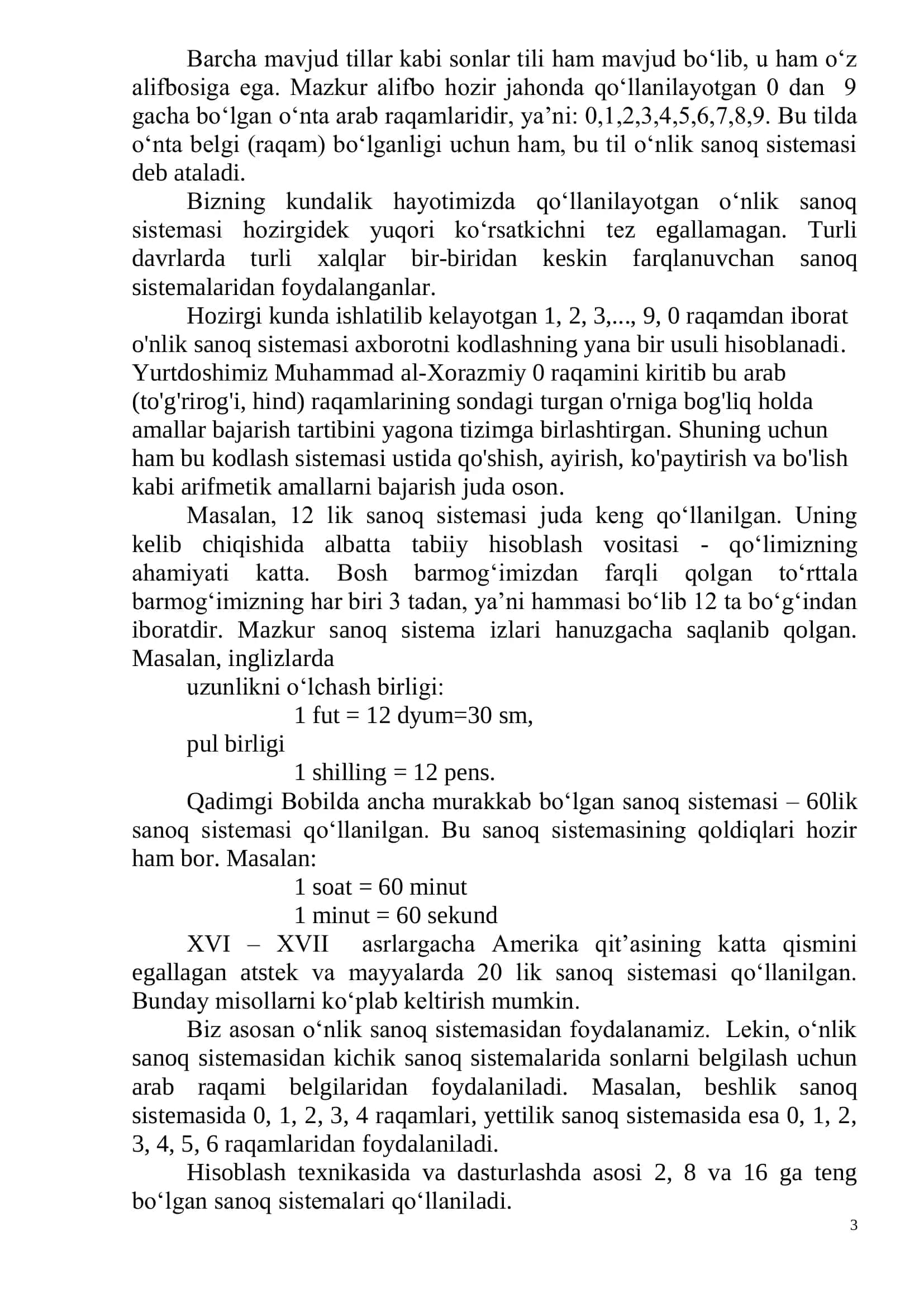 Sanoq Sistemalari 3