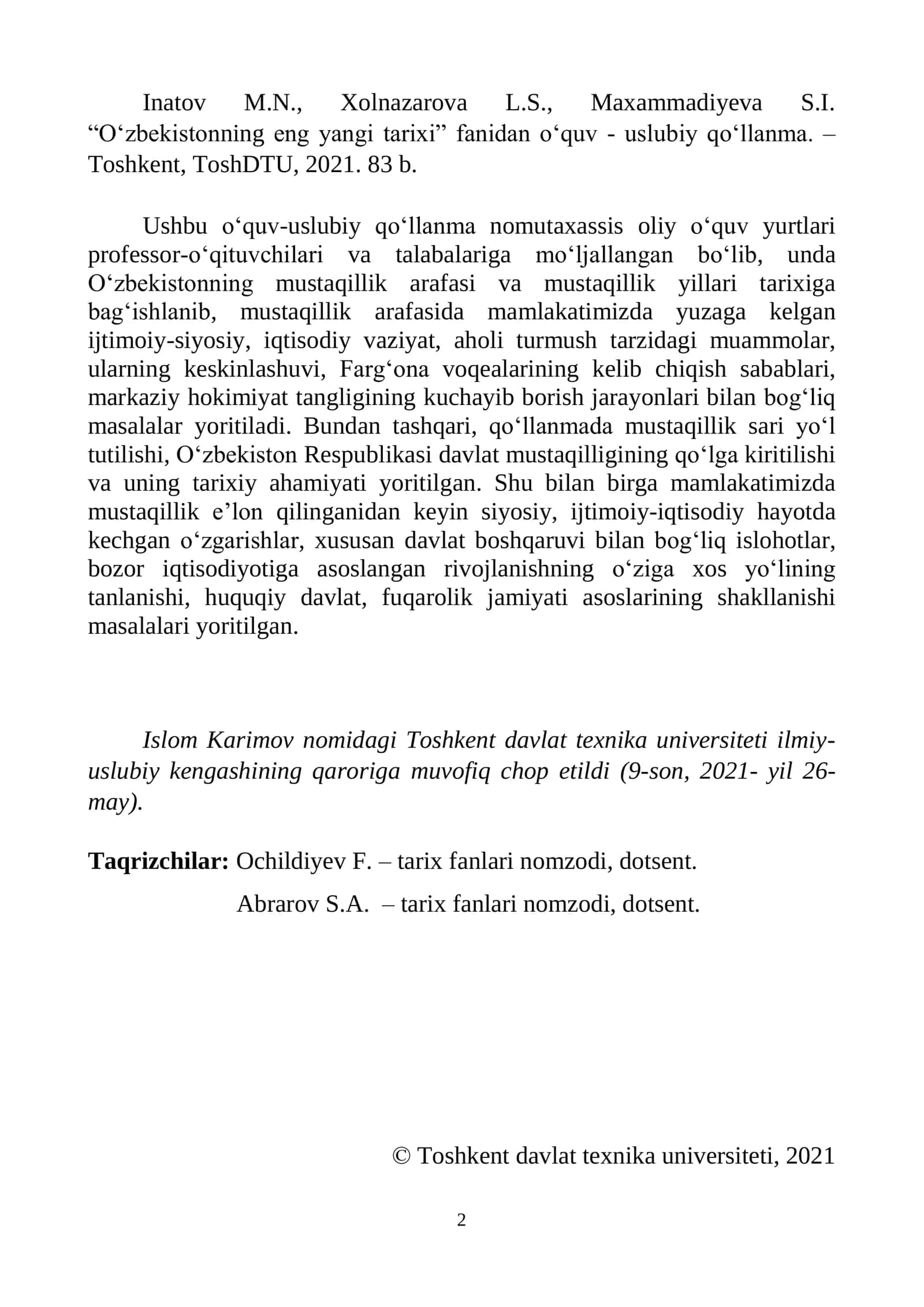 O'ZBEKISTONNING ENG YANGI TARIXI 3