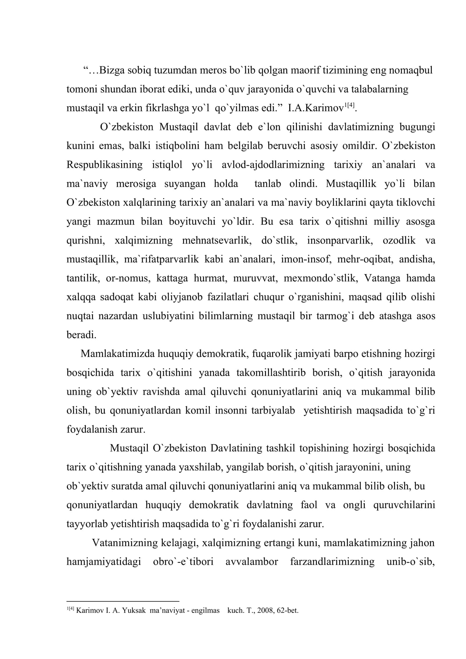 O`zbеkistоn tarixi fanini o`qitilishi va uning ta`lim–tarbiyaviy vazifalari 3
