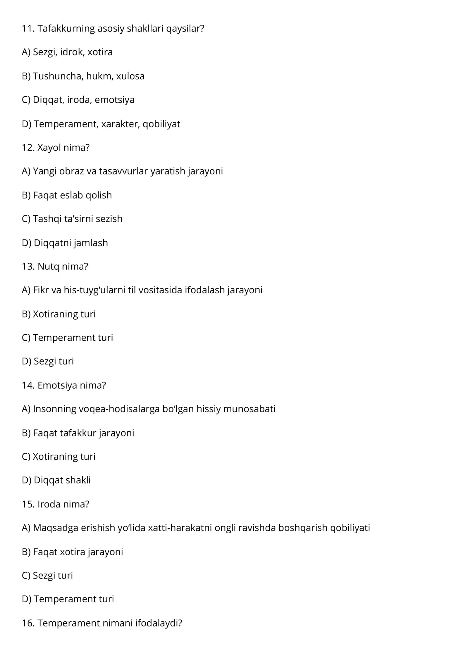 Psixologiya fanidan 100 ta test 3