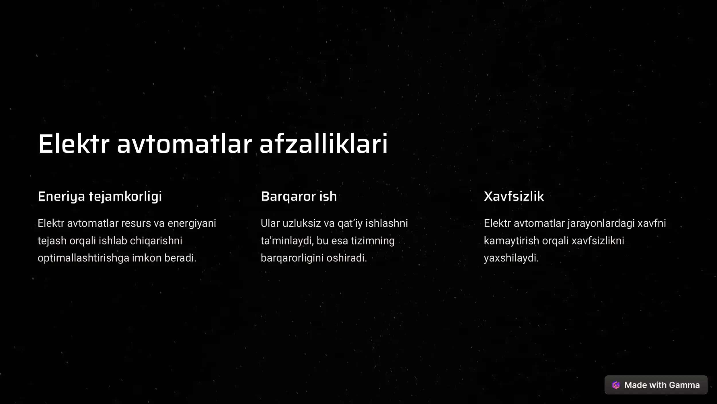 Elektr avtomatlar avzalligi 3