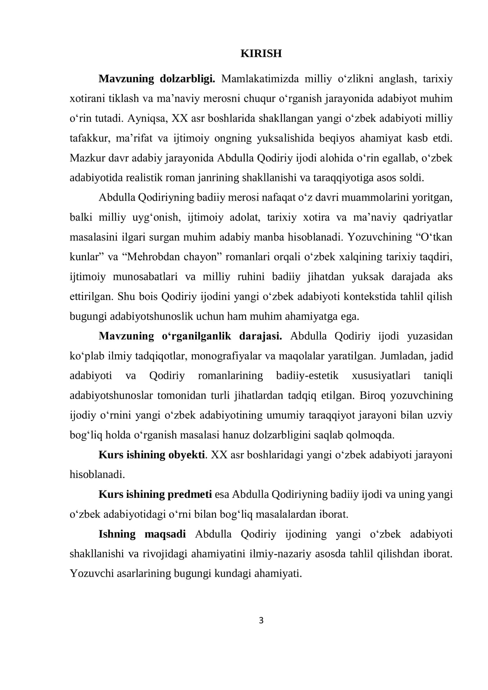 YANGI O‘ZBEK ADABIYOTIDA ABDULLA QODIRIY IJODIY O‘RNI 3