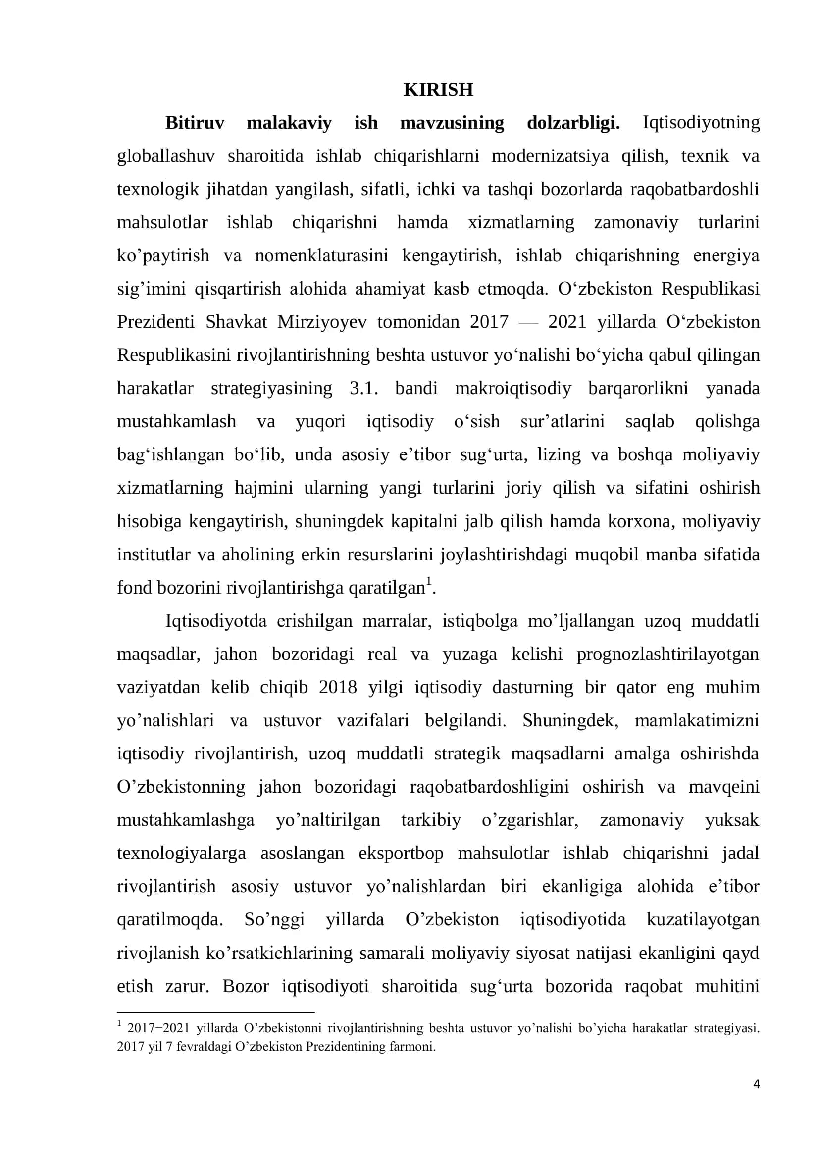 O‘ZBEKISTON RESPUBLIKASI OLIY VA O‘RTA MAXSUS TA'LIM VAZIRLIGITOSHKENT MOLIYA INSTITUTI “SUG’URTA ISHI” KAFEDRASI ABDULLAYEV DILSHOD BOBOJON O’G’LI BOZOR IQTISODIYOTI SHAROITIDA O’ZBEKISTON SUG’URTA BOZORIDA RAQOBATNI RIVOJLANTIRISH BITIRUV MALAKAVIY ISHI 3