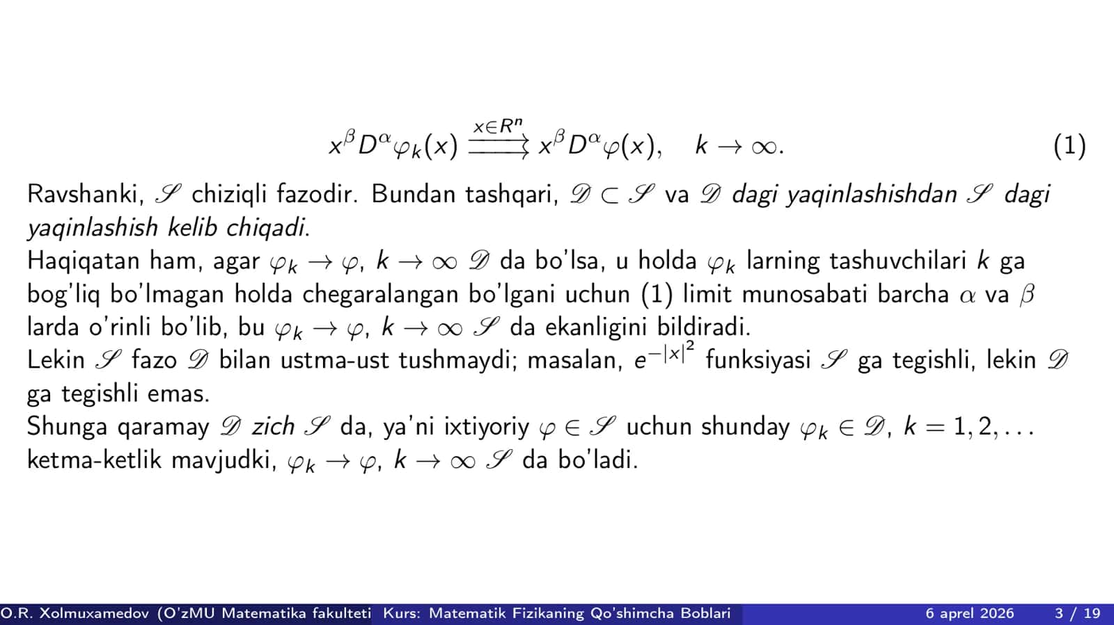 Sekin o’suvchi umumlashgan funksiyalar fazosi 3