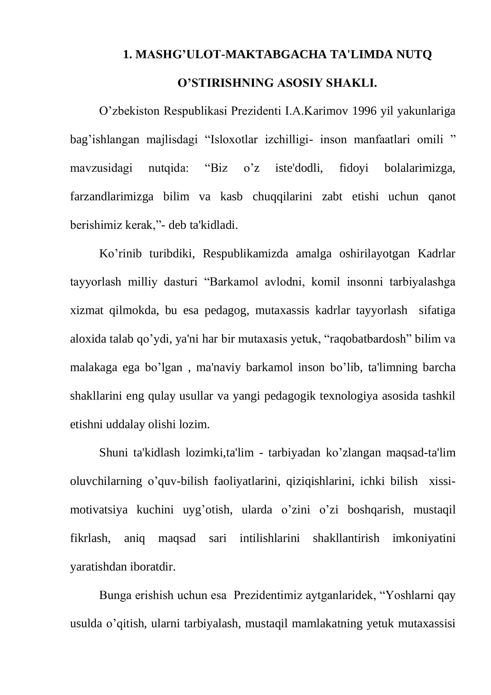 O’zga Tilga O’rgatish Metodikasi Fanidan 3