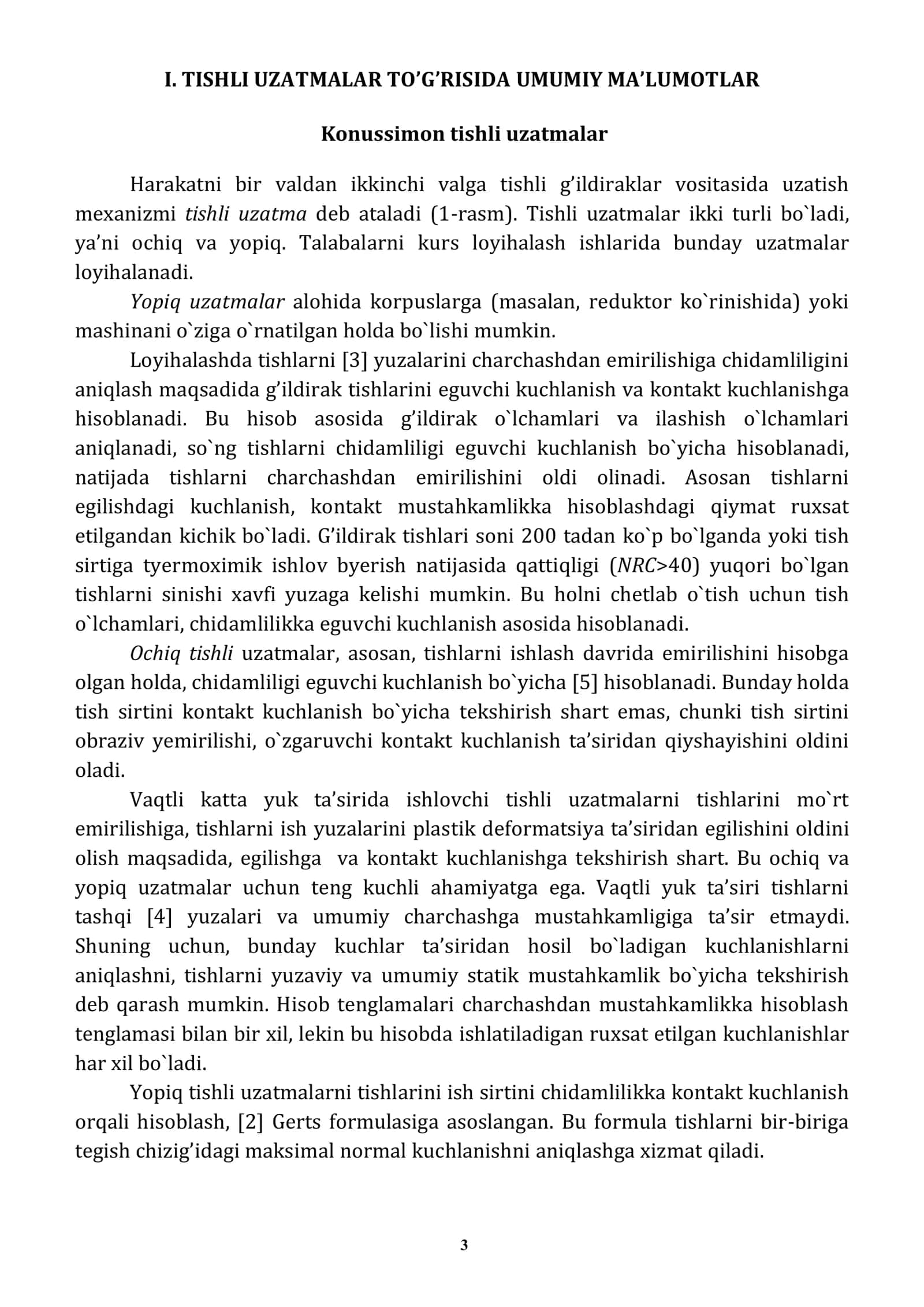 Mexanika(Mashina detallari) fanidan kurs loyiha 3