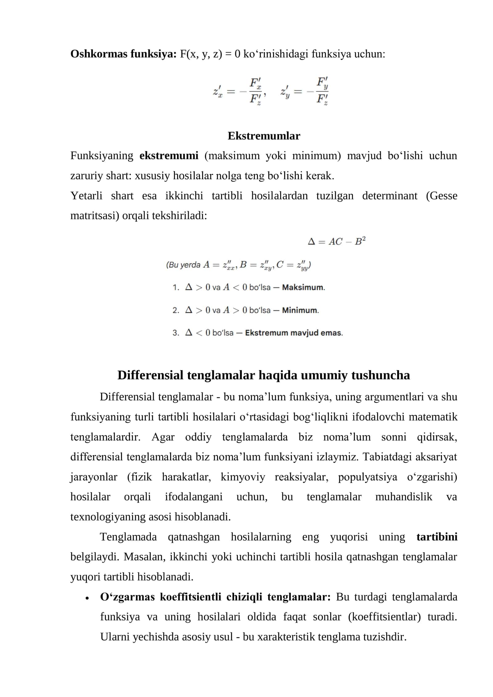Ko‘p o‘zgaruvchili funksiya. Xususiy hosilalar, to‘la differensial 3
