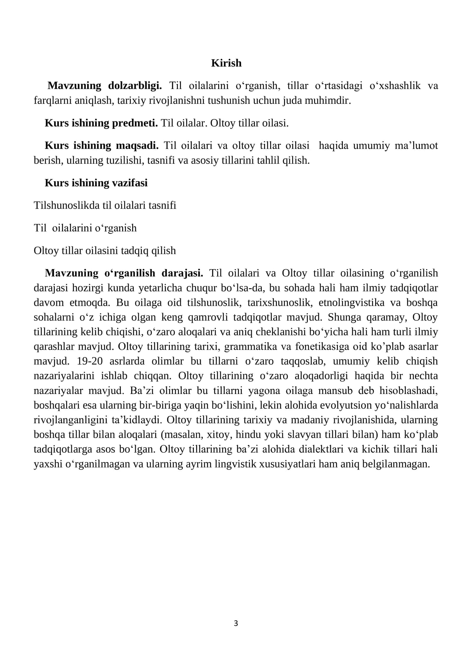 TIL OILALARI. OLTOY TILLAR OILASI 3