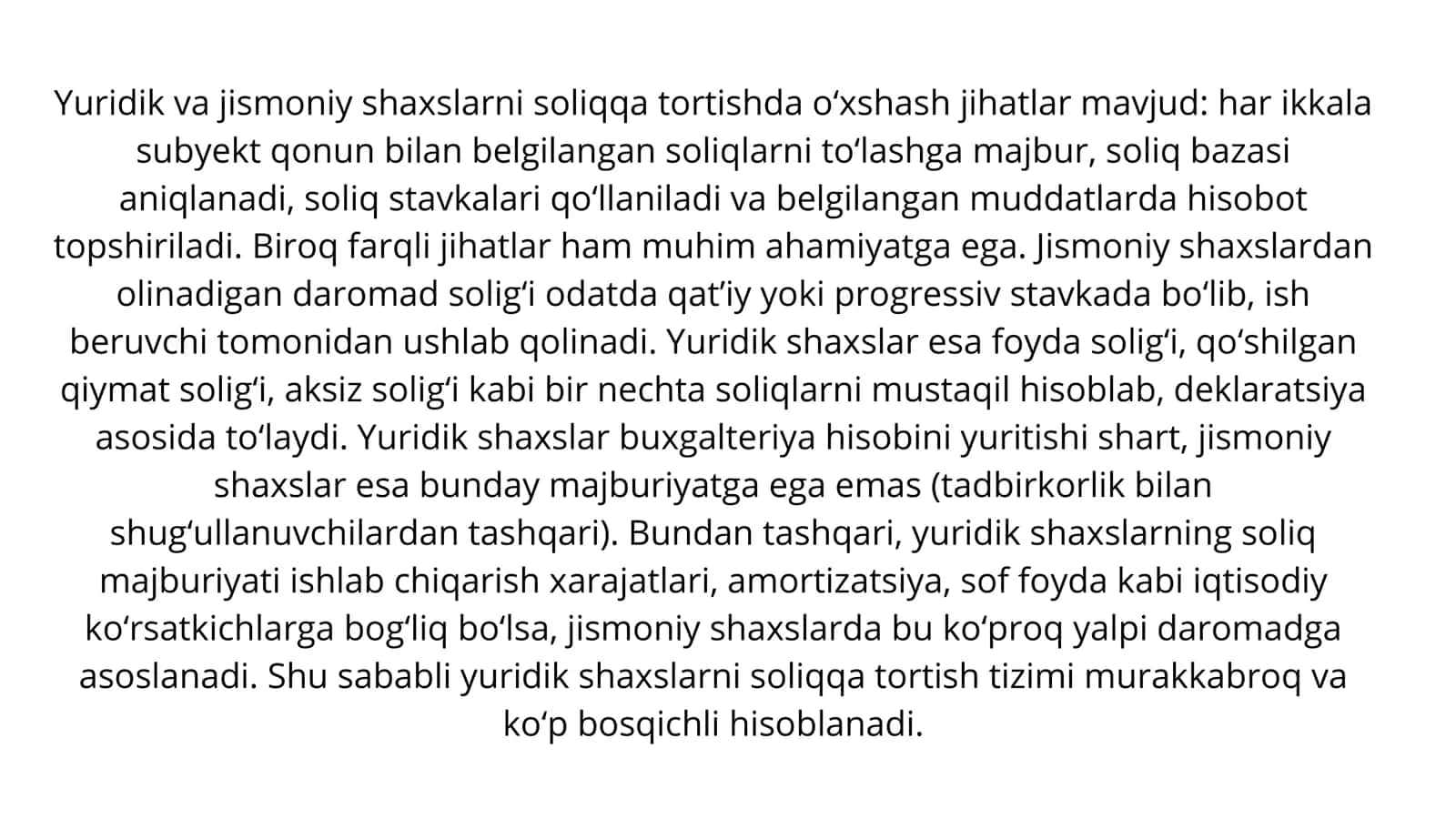 Soliqqa tortishning yuridik va jismoniy shaxslariga ta'siri 3