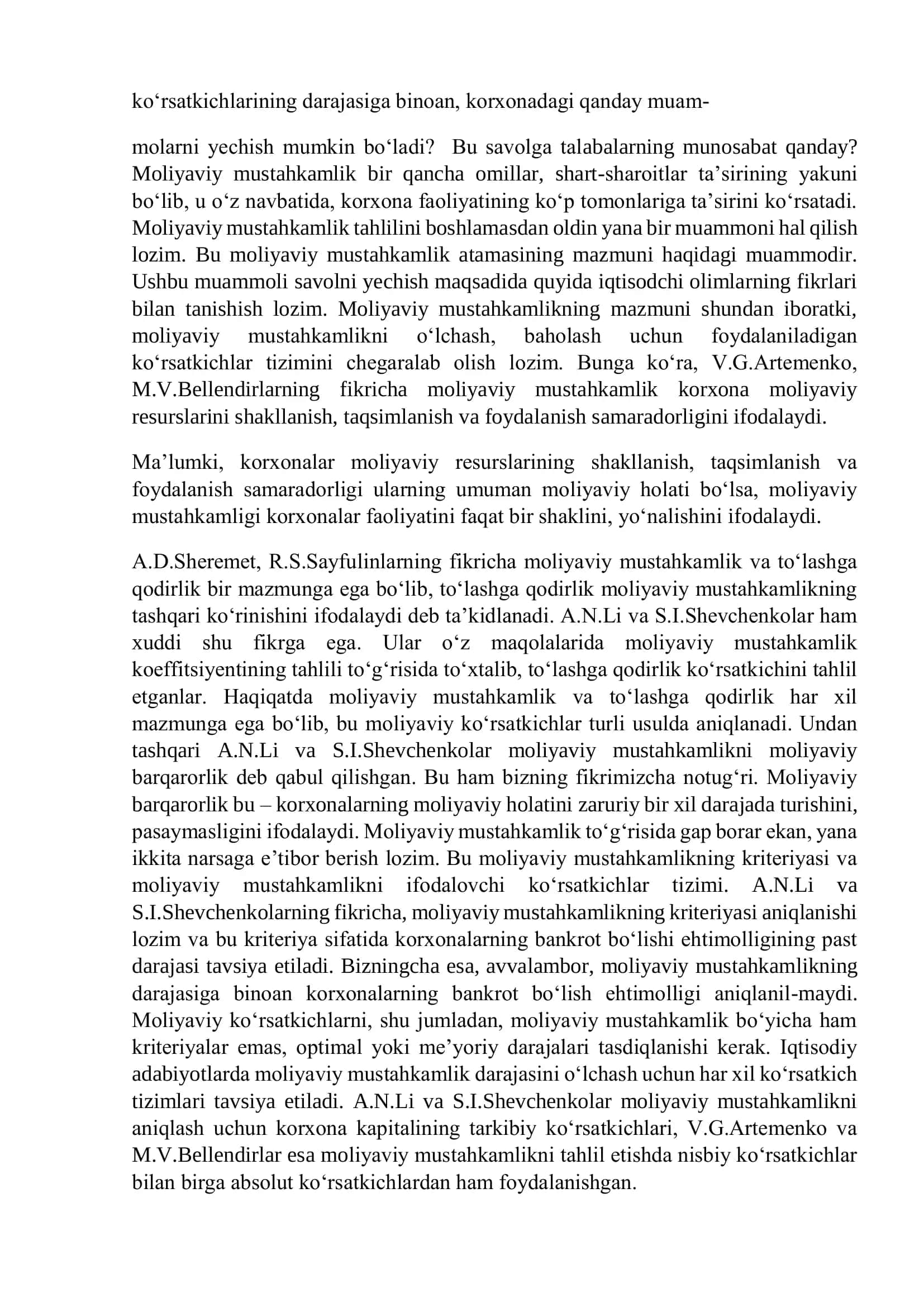 Moliyaviy barqarorlik tahlili 3