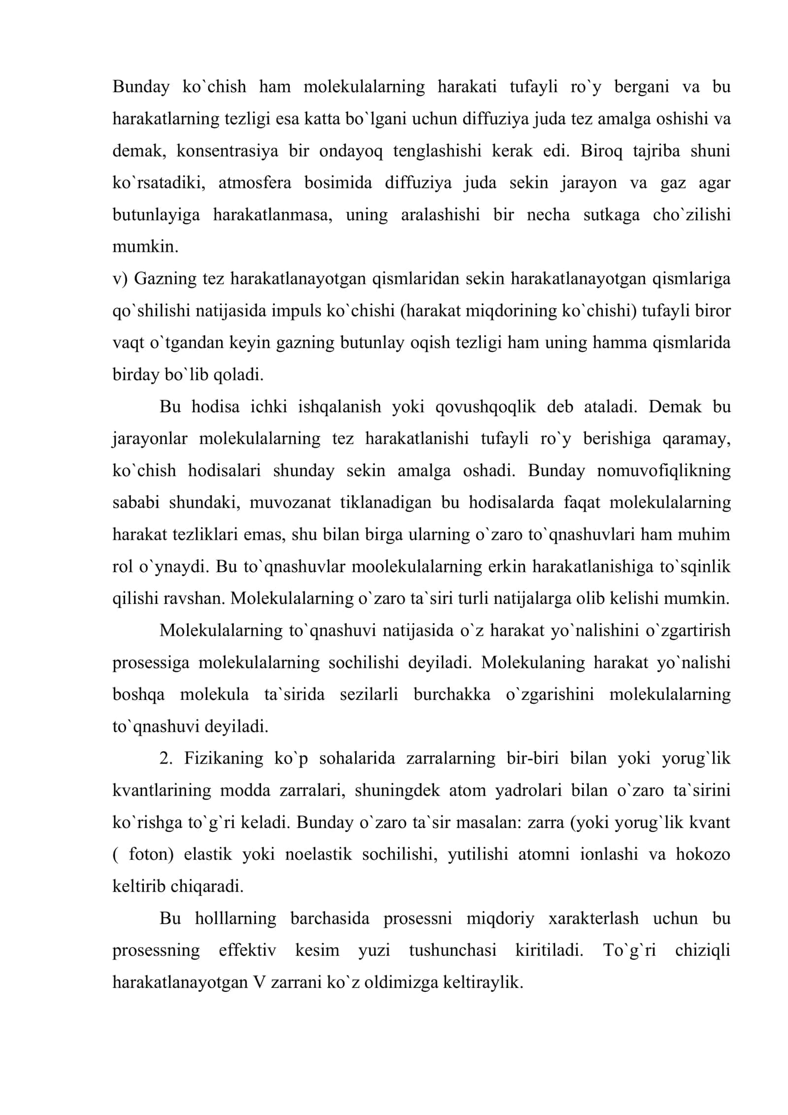 Ko`chish jarayonlarining elementar kinetik nazariyasi 3