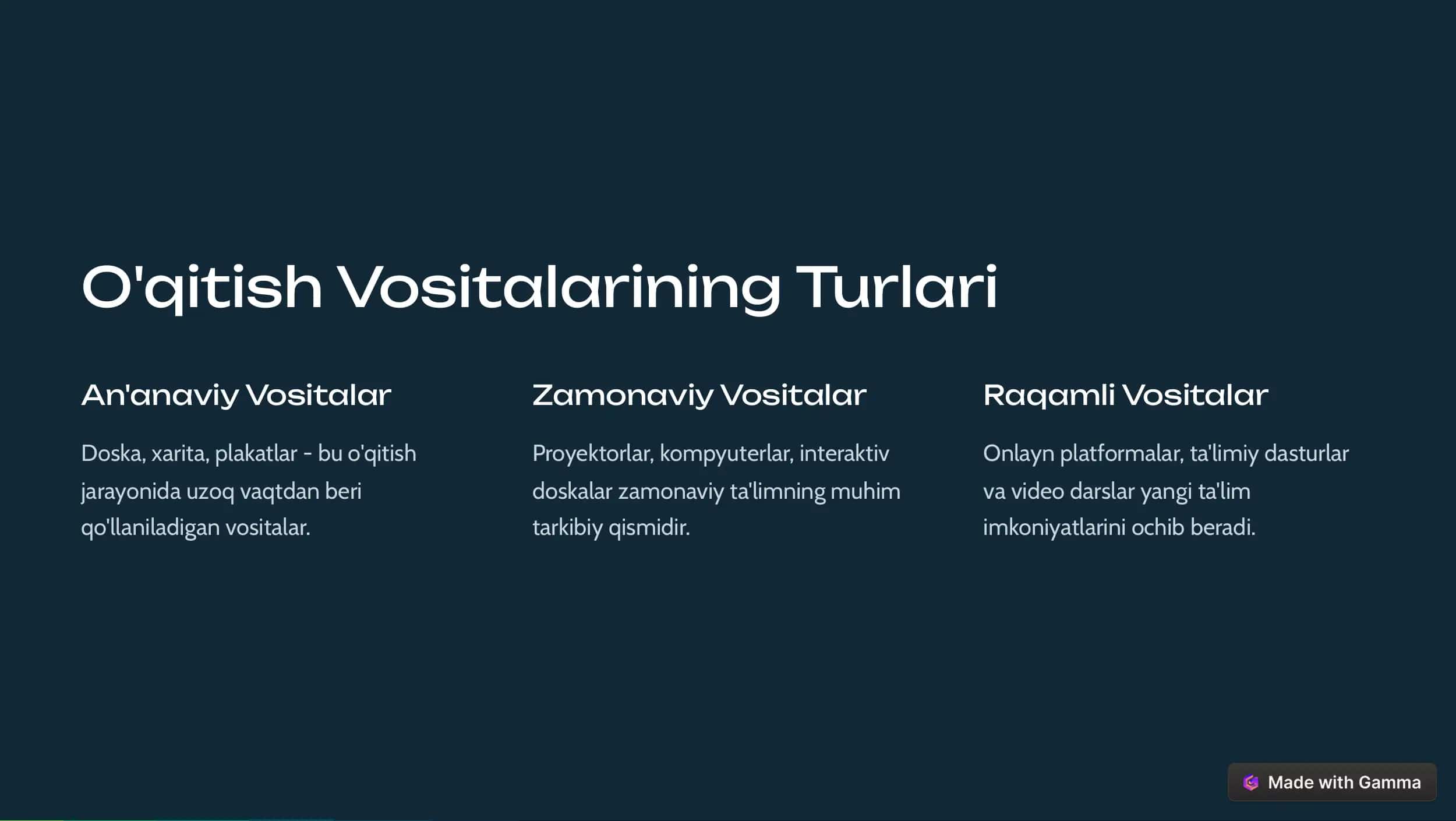 O'qitish Vositalari 3