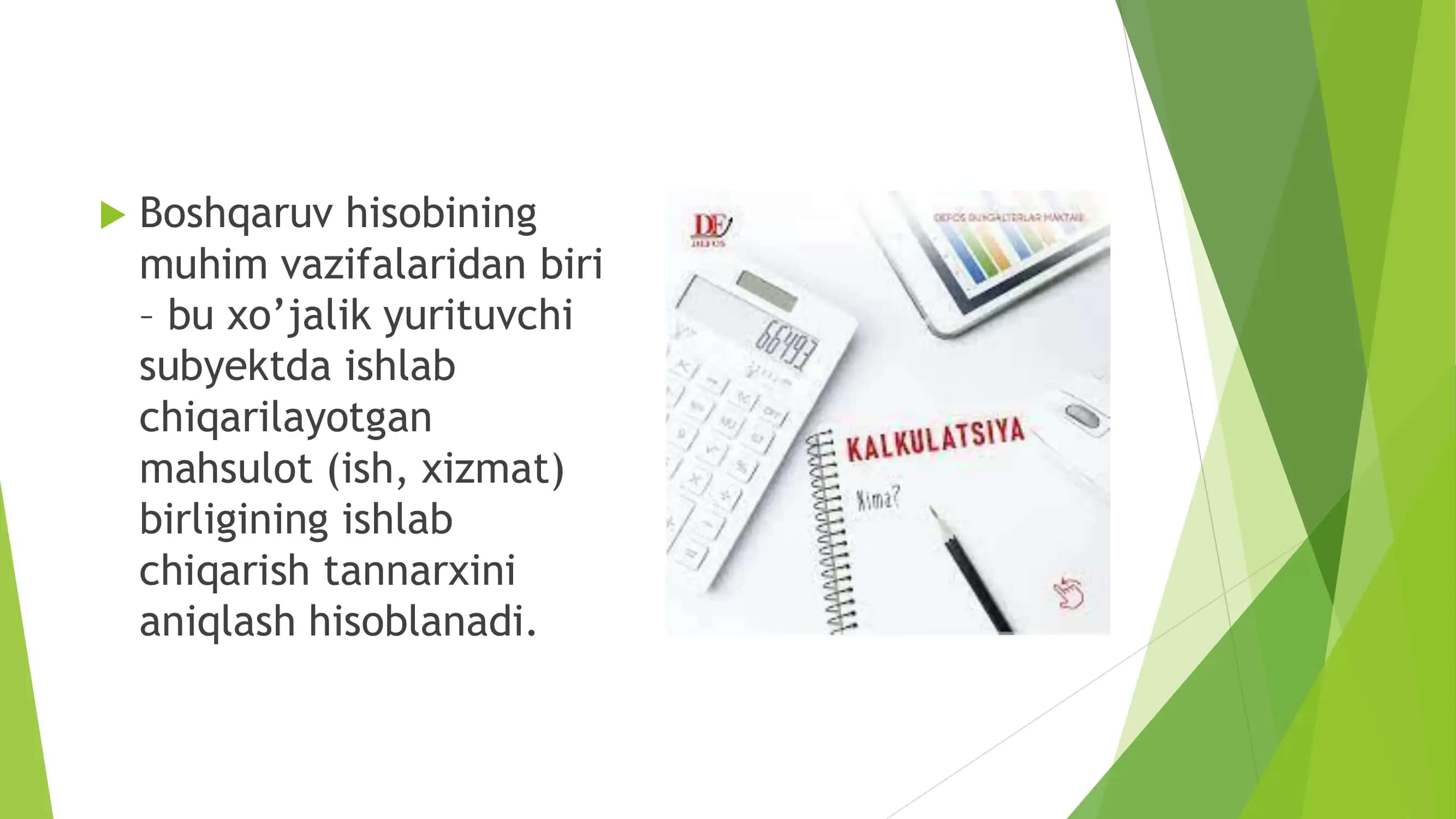 Faoliyat turlari bo‘yicha kalkulyasiya qilish 3