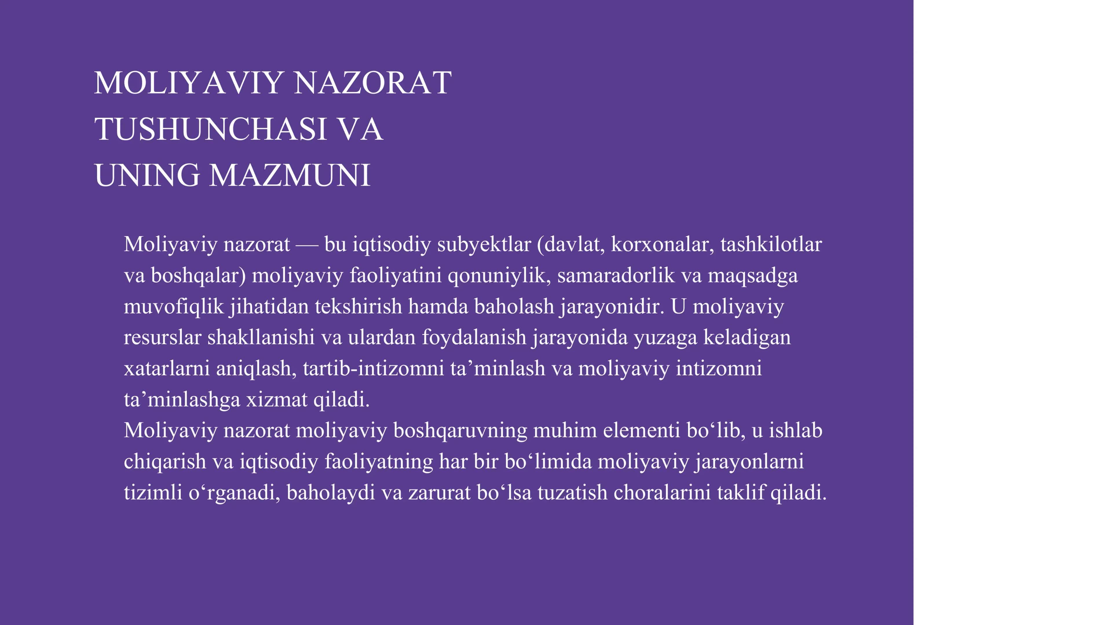 MOLIYAVIY NAZORAT TUSHUNCHASI VA UNING TURLARI 3