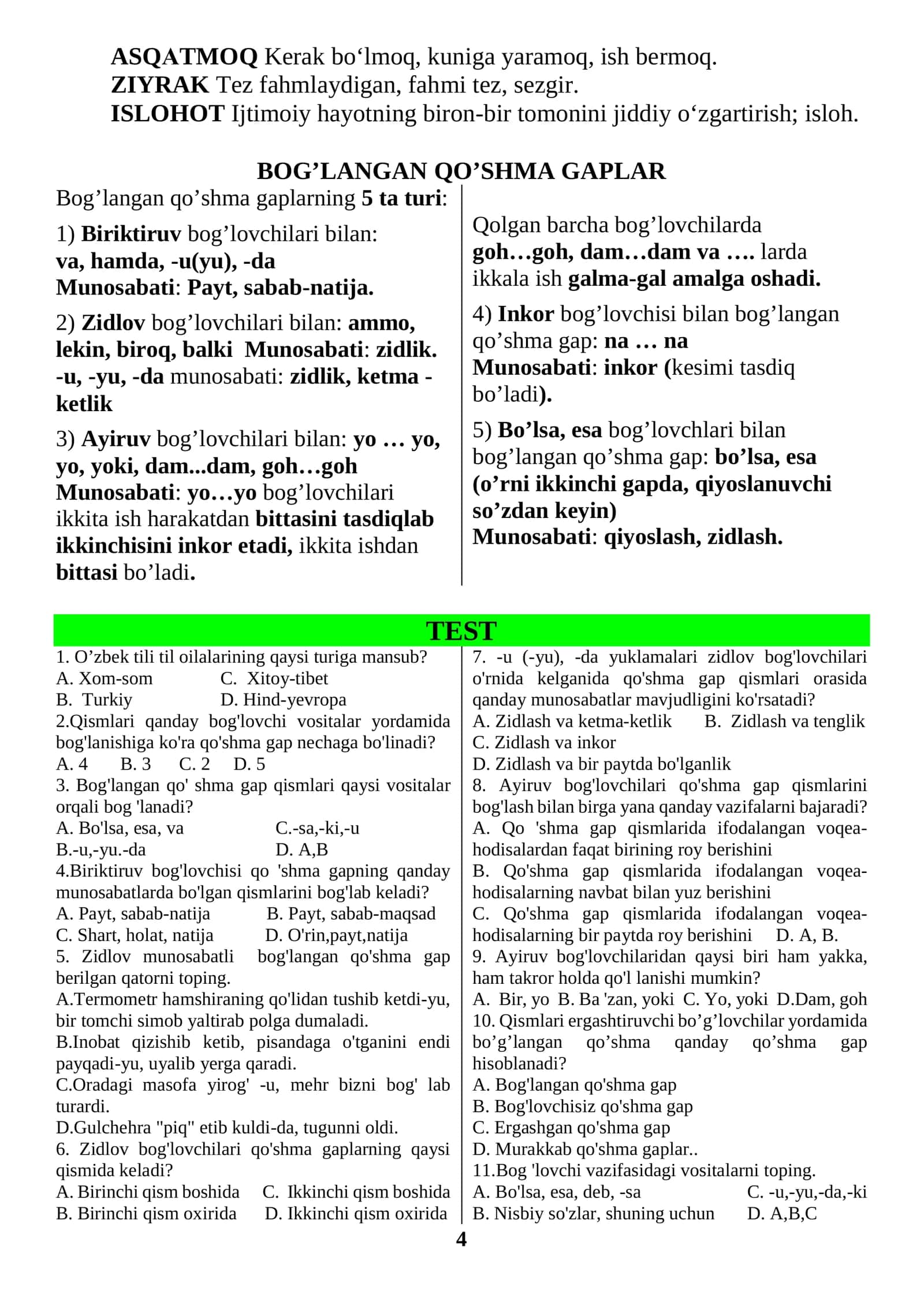 muhim grammatika va testlar 3