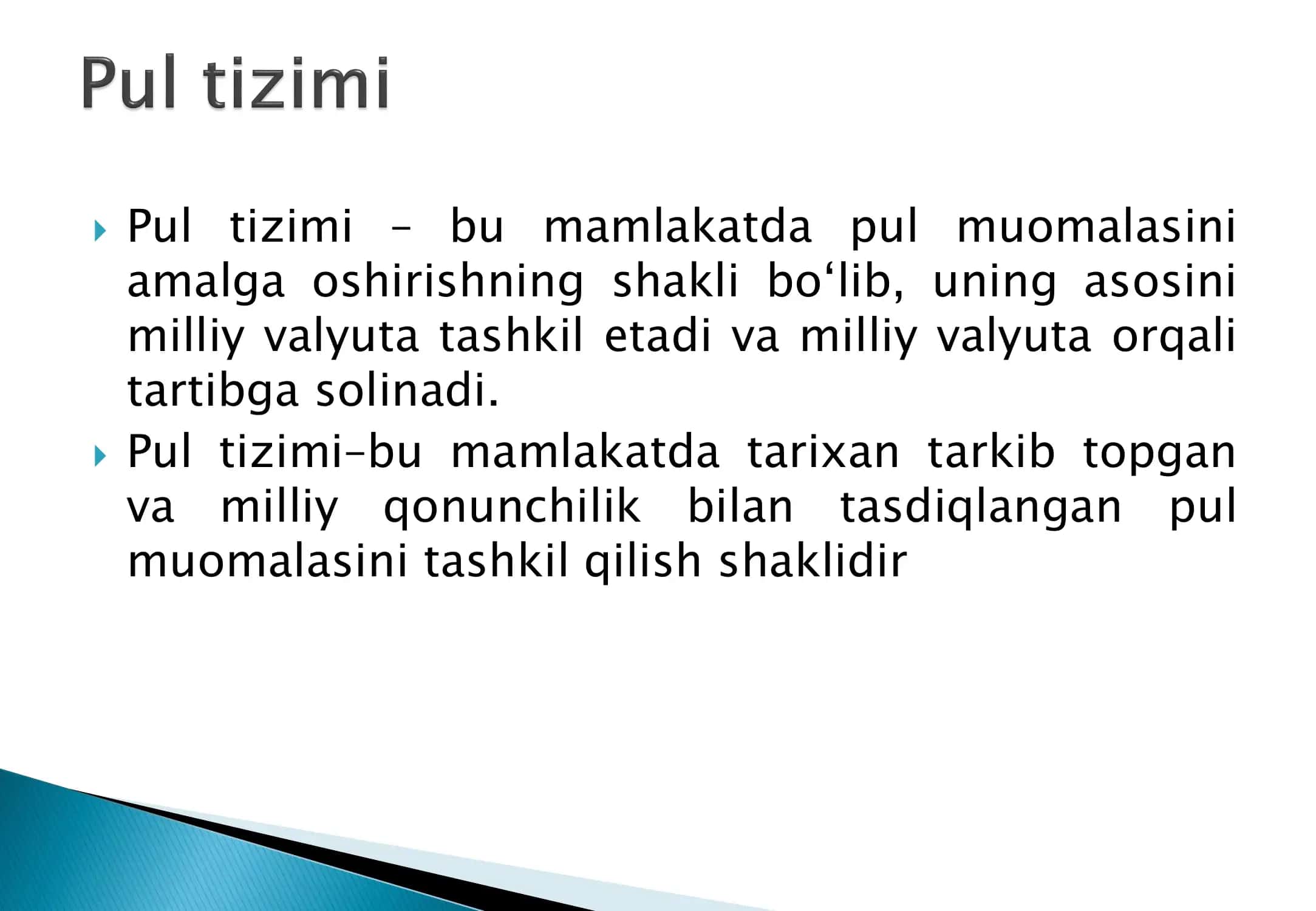 Pul tizimi mazmuni, turlari va elementlari 3