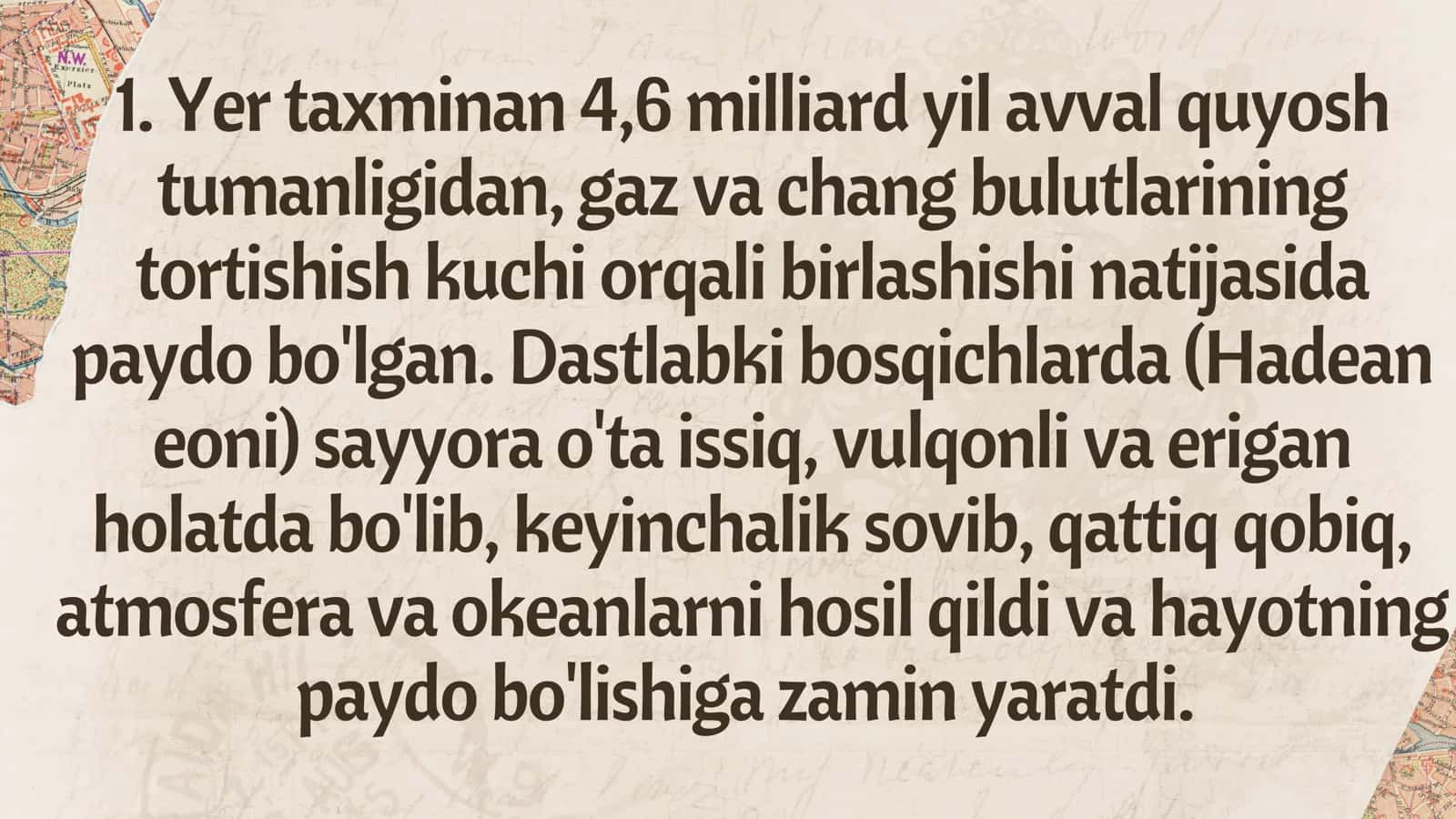 Yerning paydo bo'lishi va dastlabki taraqqiyot bosqichlari 3