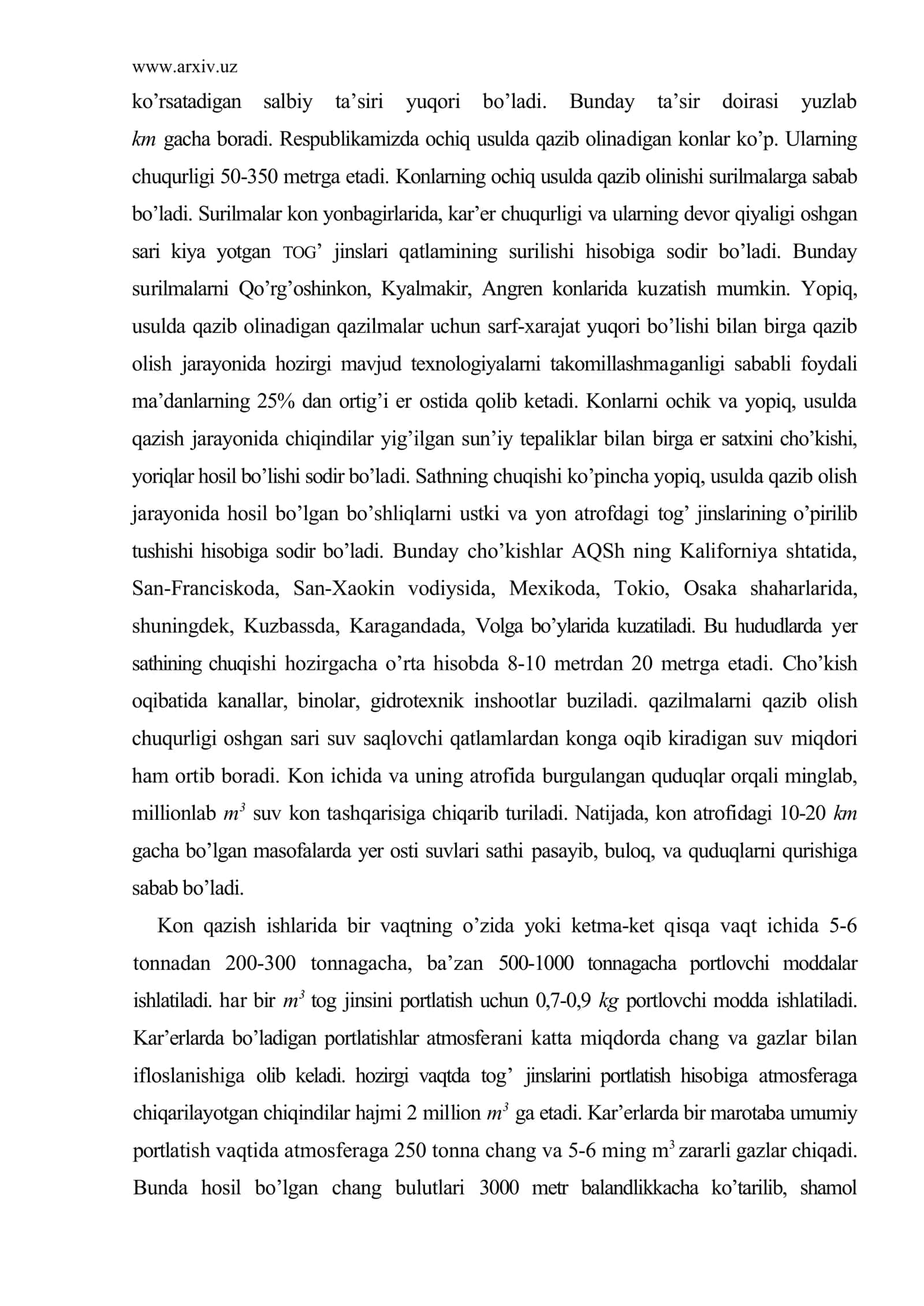Yer osti qazilmalarining ahamiyati 3