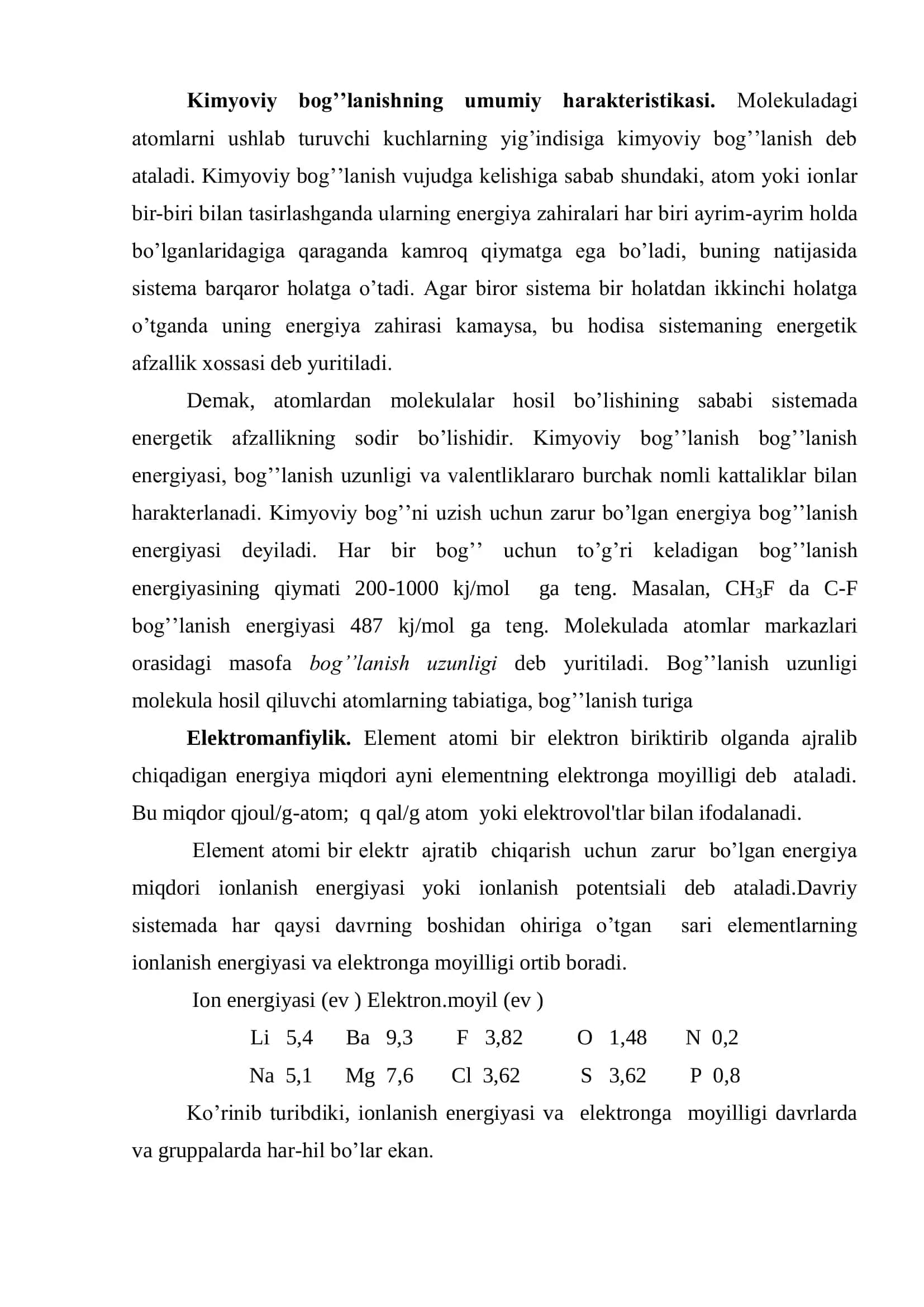 Kimyoviy bog’’lanishning xarakteristikasi 3