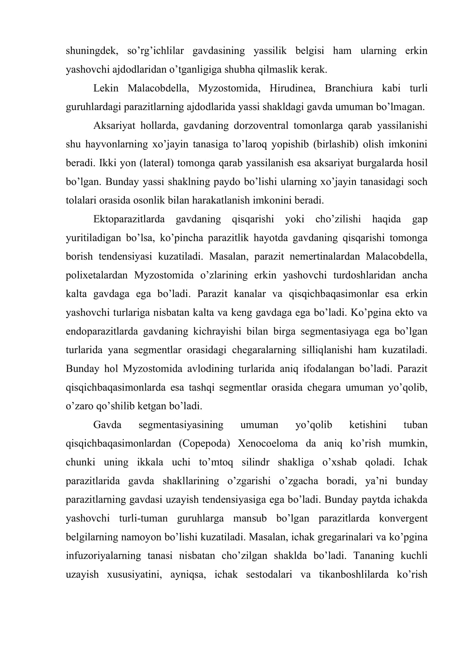 Parazitlarning morfologik adaptatsiyalari 3