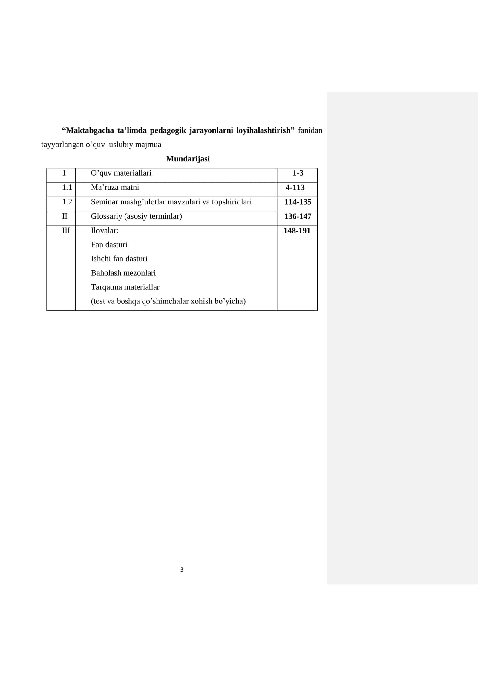 "MAKTABGACHA TA'LIMDA PEDAGOGIK JARAYONLARNI LOYIHALASHTIRISH" 3